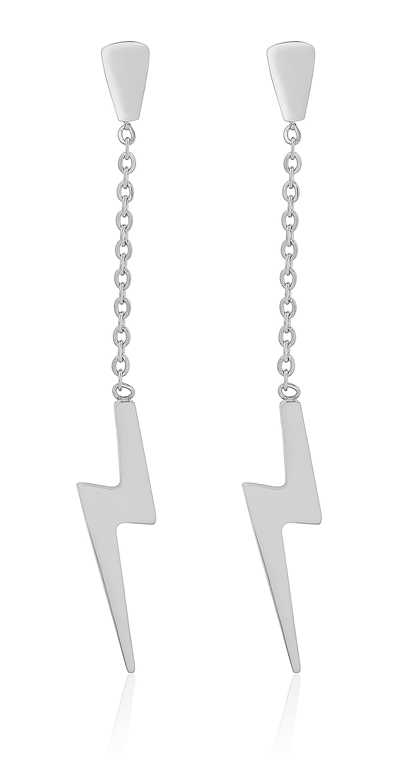 Edforce Stainless Steel Women's Lightning Bolt Dangle Earrings - 60mm/2.4in Hypoallergenic Fashion Jewelry for Parties, Gifts & Everyday Wear