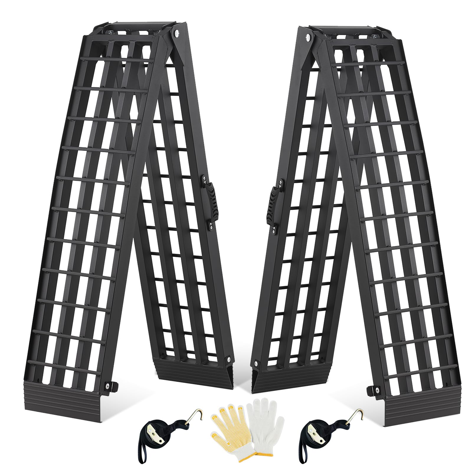 Gardhom 2PCS 7.5' Heavy Duty Aluminum Folding Ramps - 3000lbs Capacity Loading Ramps with Handle for ATV, UTV, Pickup Trucks, Motorcycles, Dirt Bikes, Lawn Mowers & Snow Blowers | Perfect for Garage, Warehouse & Off-Road Loading