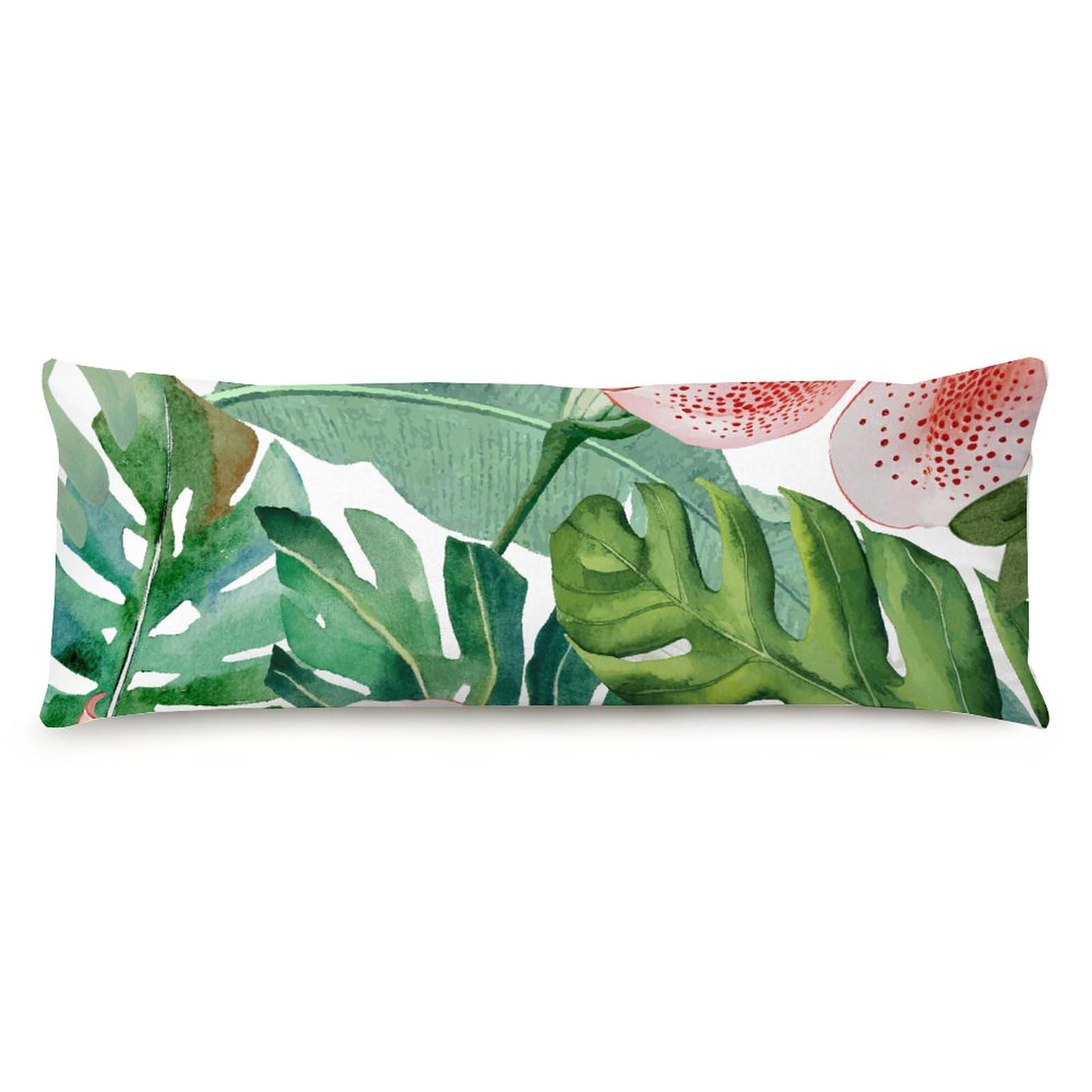 20x54 Inch Pink Flamingo & Palm Leaves Body Pillow Cover with Hidden Zipper - Soft Hypoallergenic Pillowcase for Hair & Skin Care - Perfect for Anime Fans, Pregnancy Support & Home Decor (20”x54”)