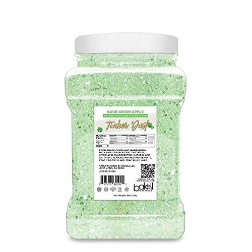 BAKELL® Sour Green Apple Edible Glitter - 100% Food Grade Flavored Tinker Dust® for Baking & Decorating (1 lb/454g) - Perfect for Cakes, Cupcakes, Cake Pops, Cookies & DIY Desserts