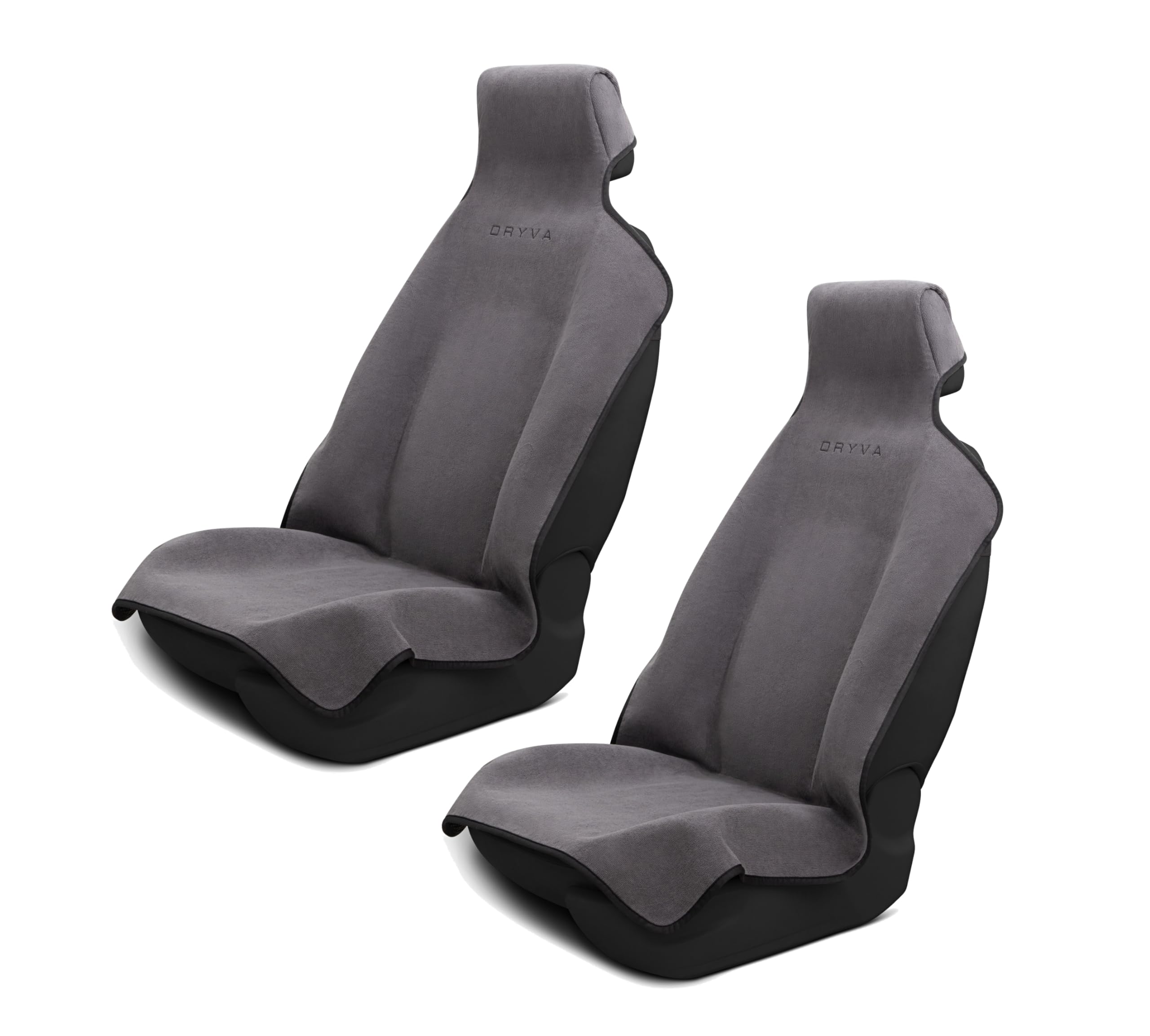 DryvaSeat Premium Microfiber Car Seat Covers - Waterproof & Sweatproof Seat Protectors for Cars, Trucks, SUVs & Vans - Universal Fit, Machine Washable, Non-Slip (Gray, 2 Pack) - Perfect for Road Trips, Daily Commutes & Pet Protection