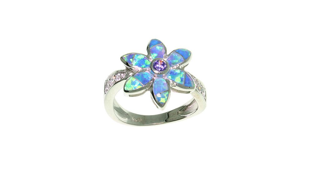 Sterling Silver Opal CZ Flower Ring for Women | Elegant Jewelry Gift
