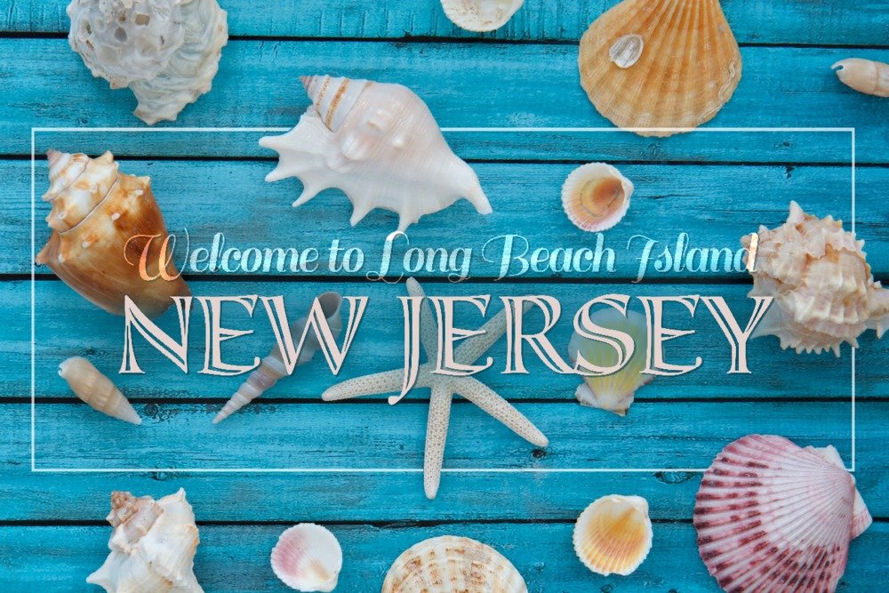 Long Beach Island New Jersey Metal Wall Art - 24x36 Gallery Quality Aluminum Decor with Seashells Design | Perfect for Coastal, Beach House & Living Room Decor