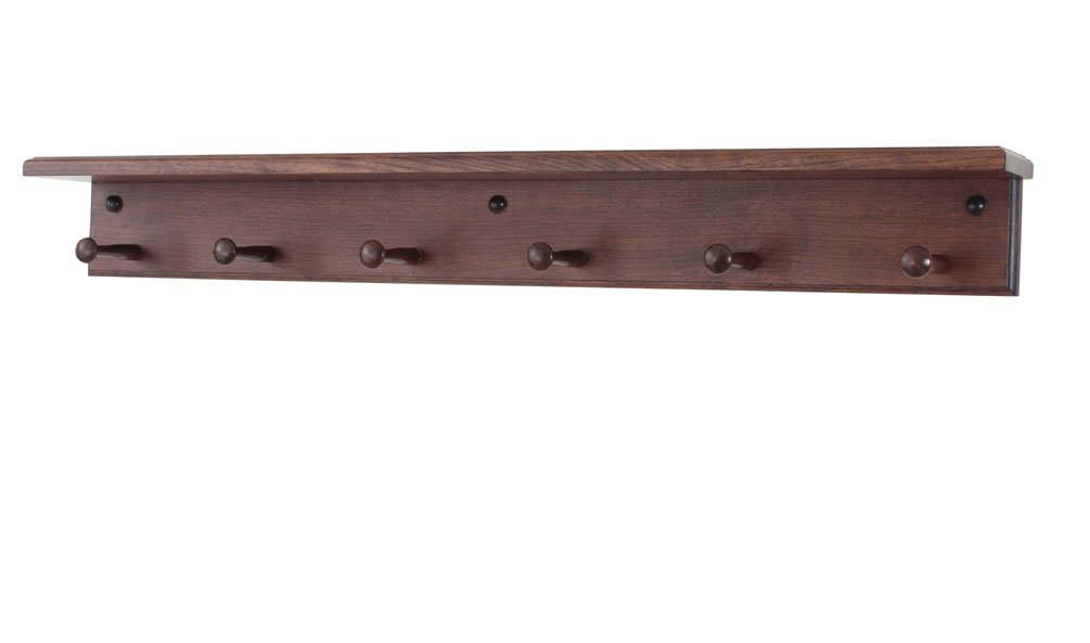Handcrafted Cherry Wood Peg Rack with Shelf - Natural Finish, 18 Inch Wall Organizer with 3 Hooks - Perfect for Entryway, Bathroom & Kitchen Storage | Made in USA
