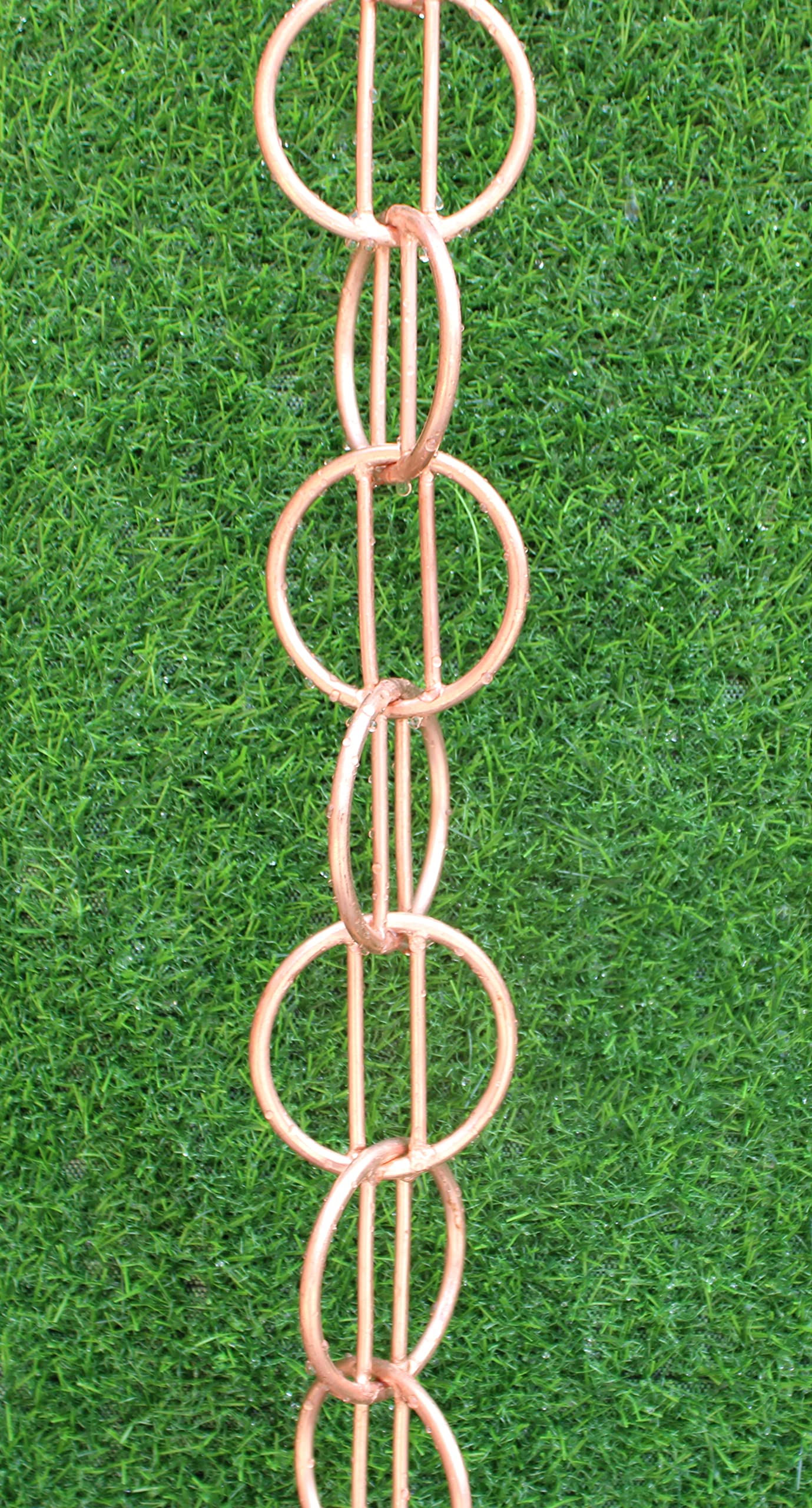 KAM Home Direct Modern Loop Rain Chain - 8.5 Feet Pure Copper Gutter Downspout Replacement with Brass Bolt Adapter | Outdoor Water Drainage Solution for Gardens, Patios & Home Decor