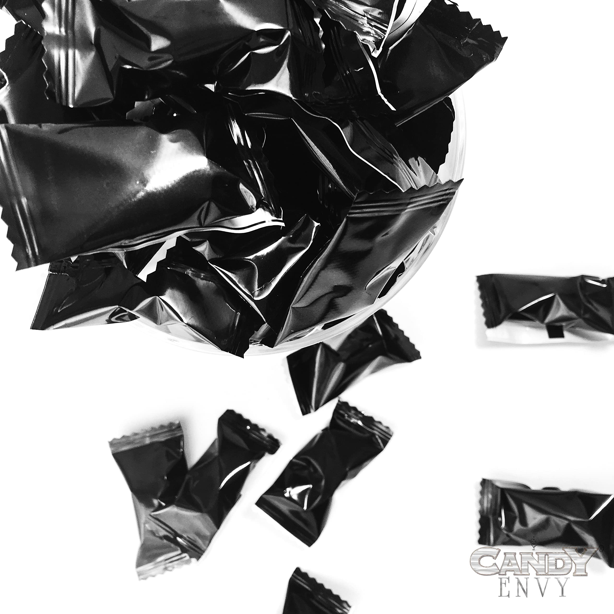 Candy Envy Black Wrapped Buttermints - 13 oz Resealable Bag (100 Individually Wrapped Mints) - Perfect for Parties, Weddings & Office Treats
