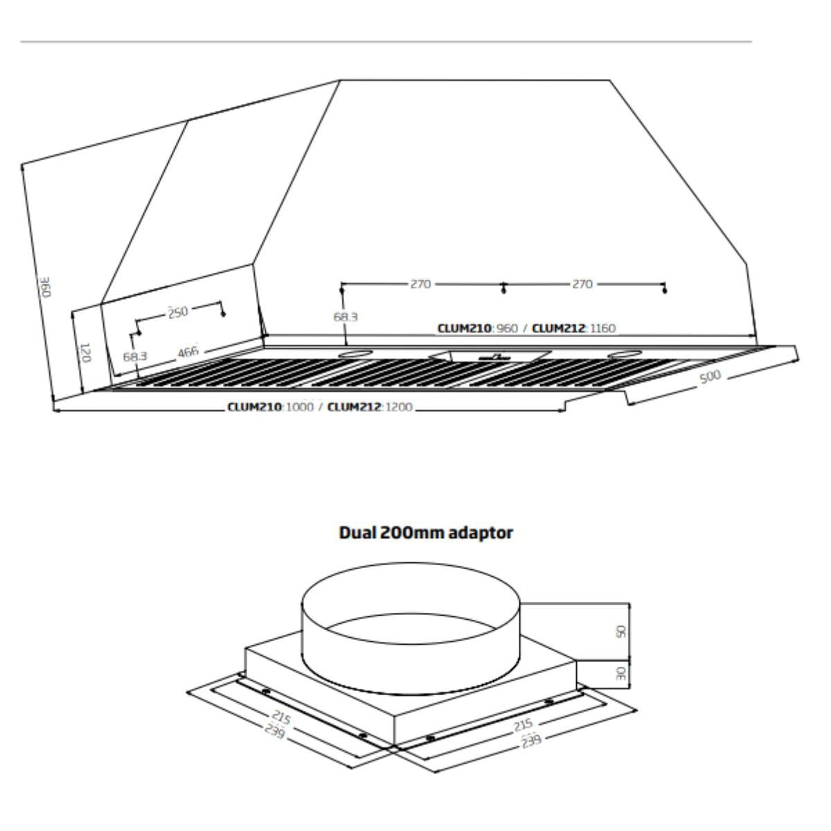Schweigen 100cm Non-Silent Undermount BBQ Rangehood CLUM210 - Powerful Kitchen Ventilation for Outdoor Grilling & Cooking