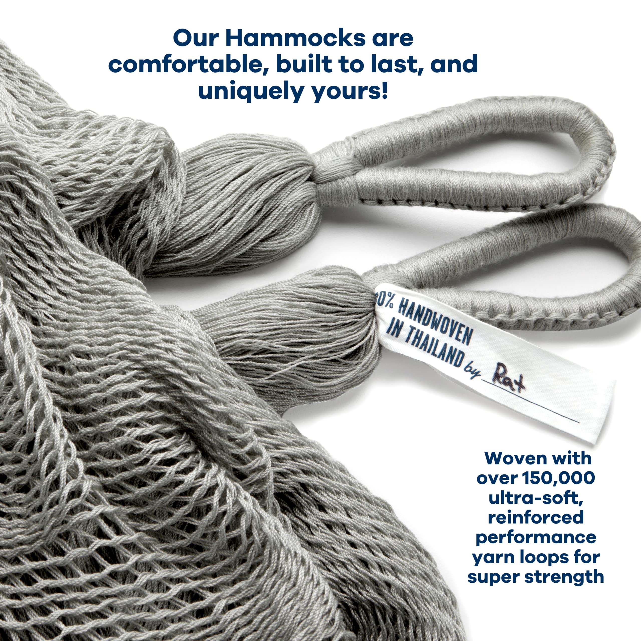 Premium Handwoven Hammock for Outdoor Relaxation - Family Size (Fits 2+ People, 550lb Capacity) - Weatherproof & Ultra Durable - Easy Setup Hanging System - Artisan Crafted Grey Hammock - Perfect for Backyard, Beach, Camping & Patio Use