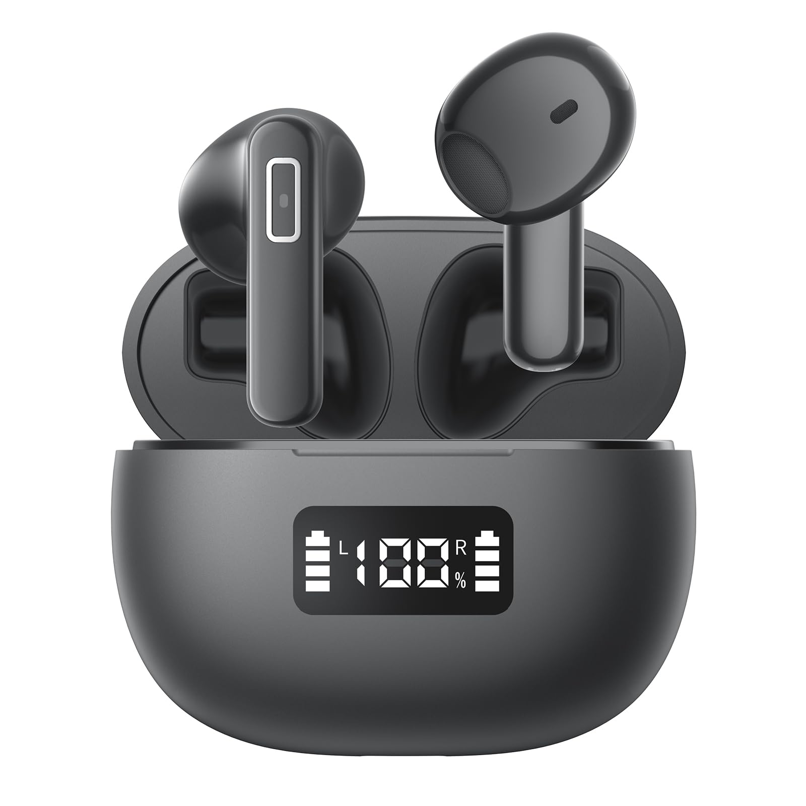 Premium Wireless Earbuds with App Control - Bluetooth 5.3, 40H Playtime, Fast Charging, LED Power Display, AI Noise Cancelling Mic - Perfect for Gym, Running, Commuting & Work Calls