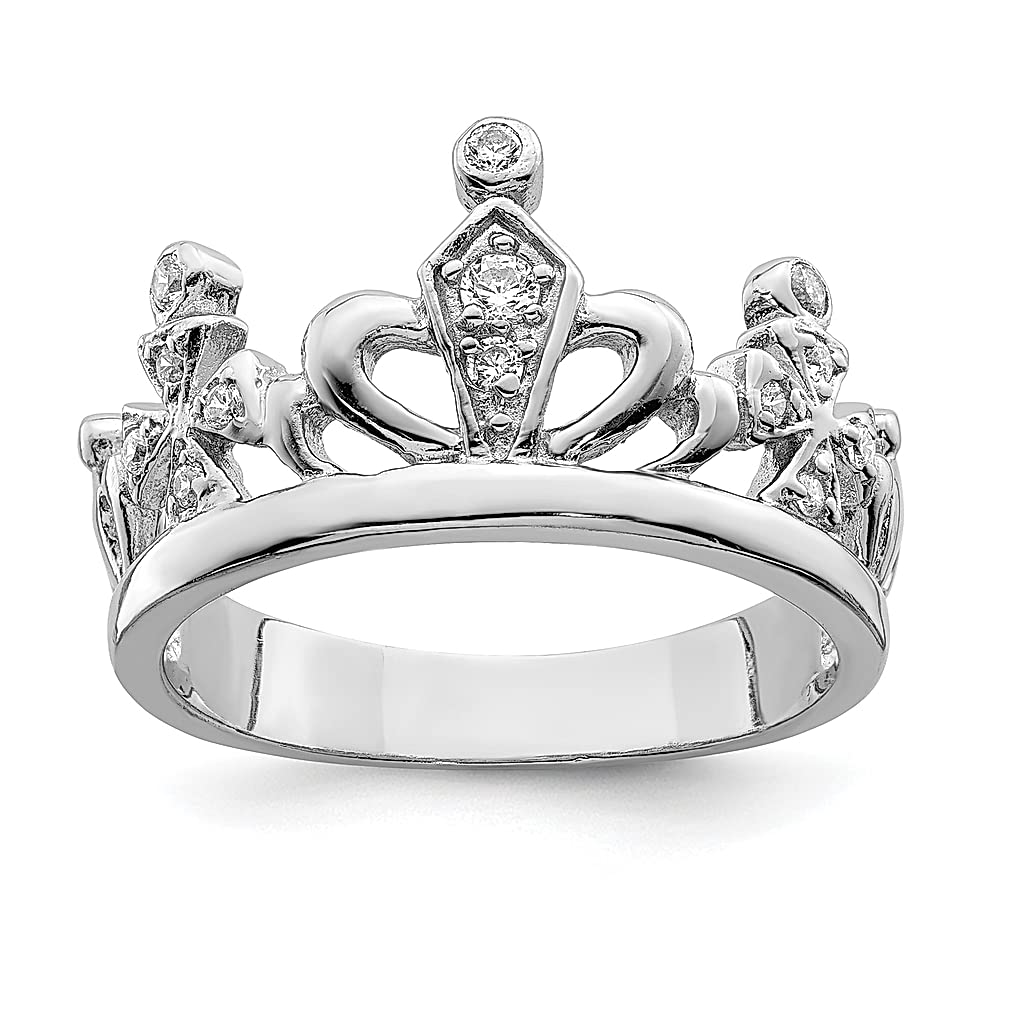 925 Sterling Silver Cubic Zirconia CZ Crown Band Ring for Women - Elegant Fine Jewelry Gift for Her - Perfect for Anniversaries, Birthdays & Special Occasions