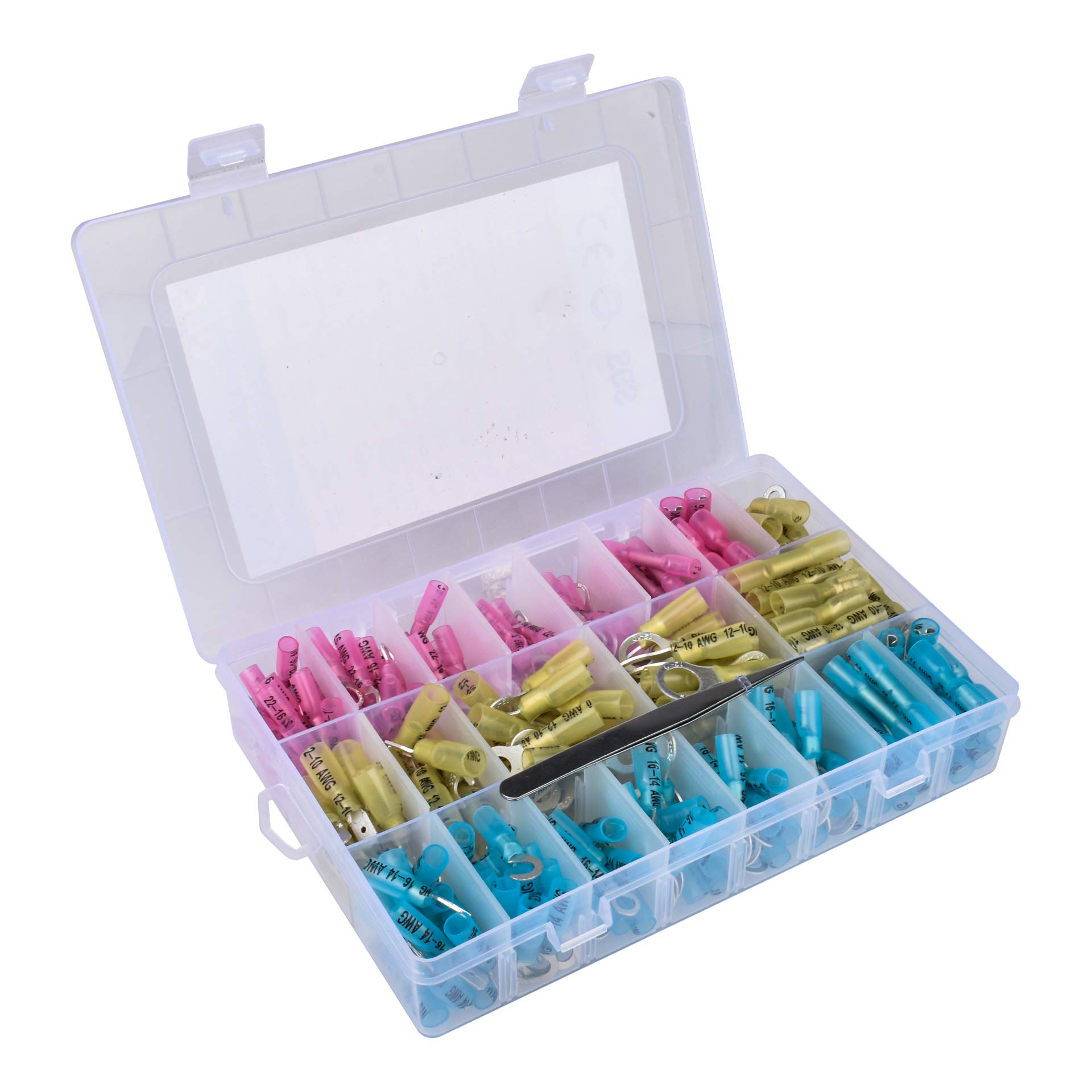 KATUR 270pcs Heat Shrink Wire Connector Kit - Waterproof Insulated Electrical Crimp Connectors with Spade, Ring & Butt Terminals (Red/Blue/Yellow, Various Sizes) for Automotive, Marine & Home Wiring Projects