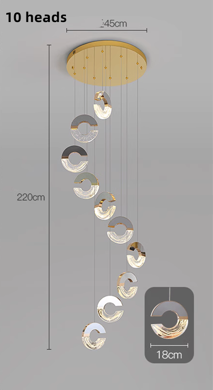 Elegant C-Shaped Crystal Chandelier - Modern Ceiling Light Fixture for Dining Room, Living Room & Bedroom Decor