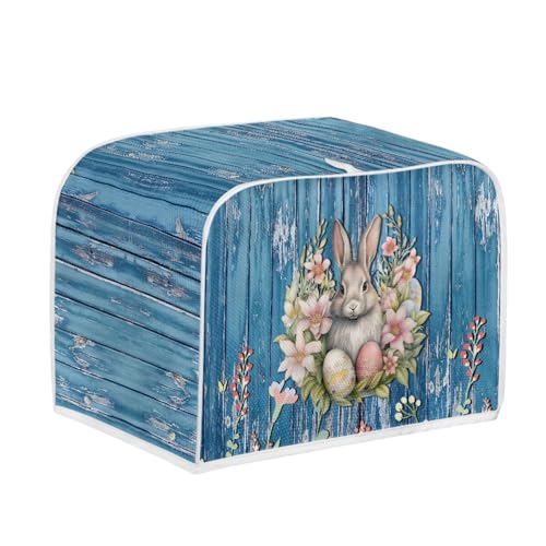 Easter Day Rabbit Floral Wood Grain Blue