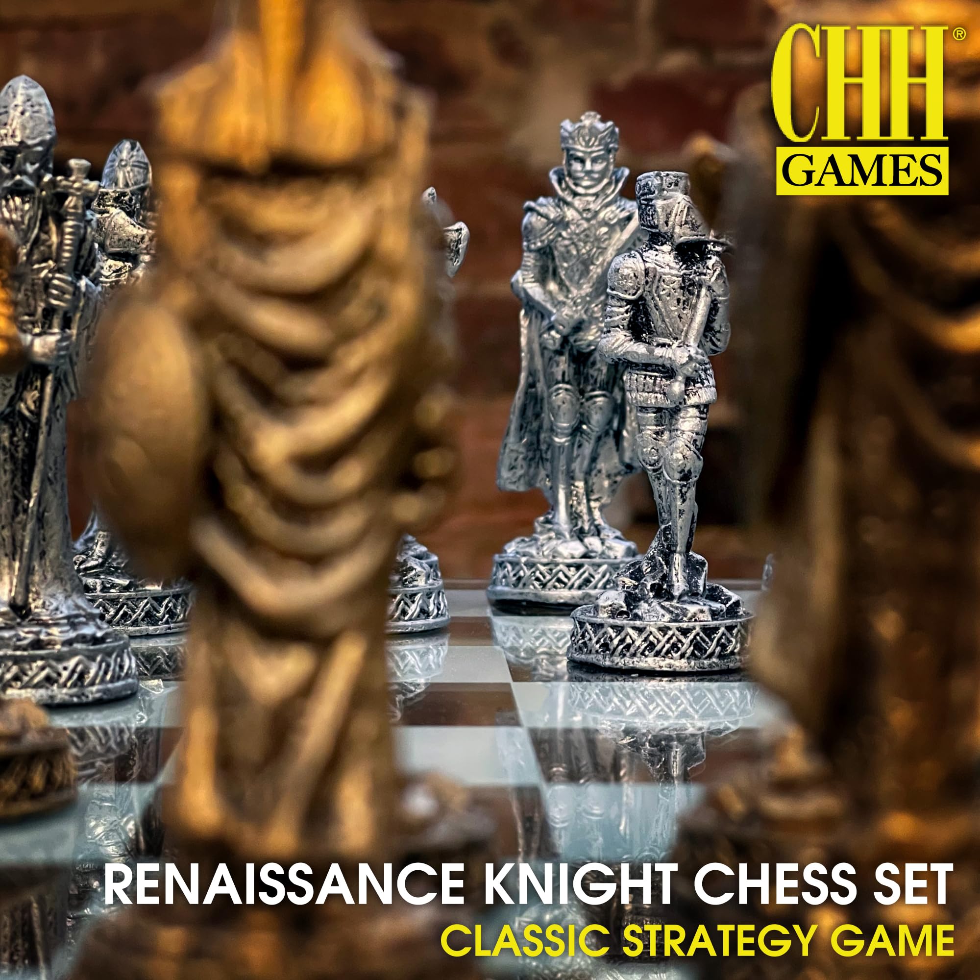 Renaissance Knight Chess Set - Classic Wooden Strategy Board Game for Adults & Kids | Perfect for Family Game Nights, Gifts, and Educational Play
