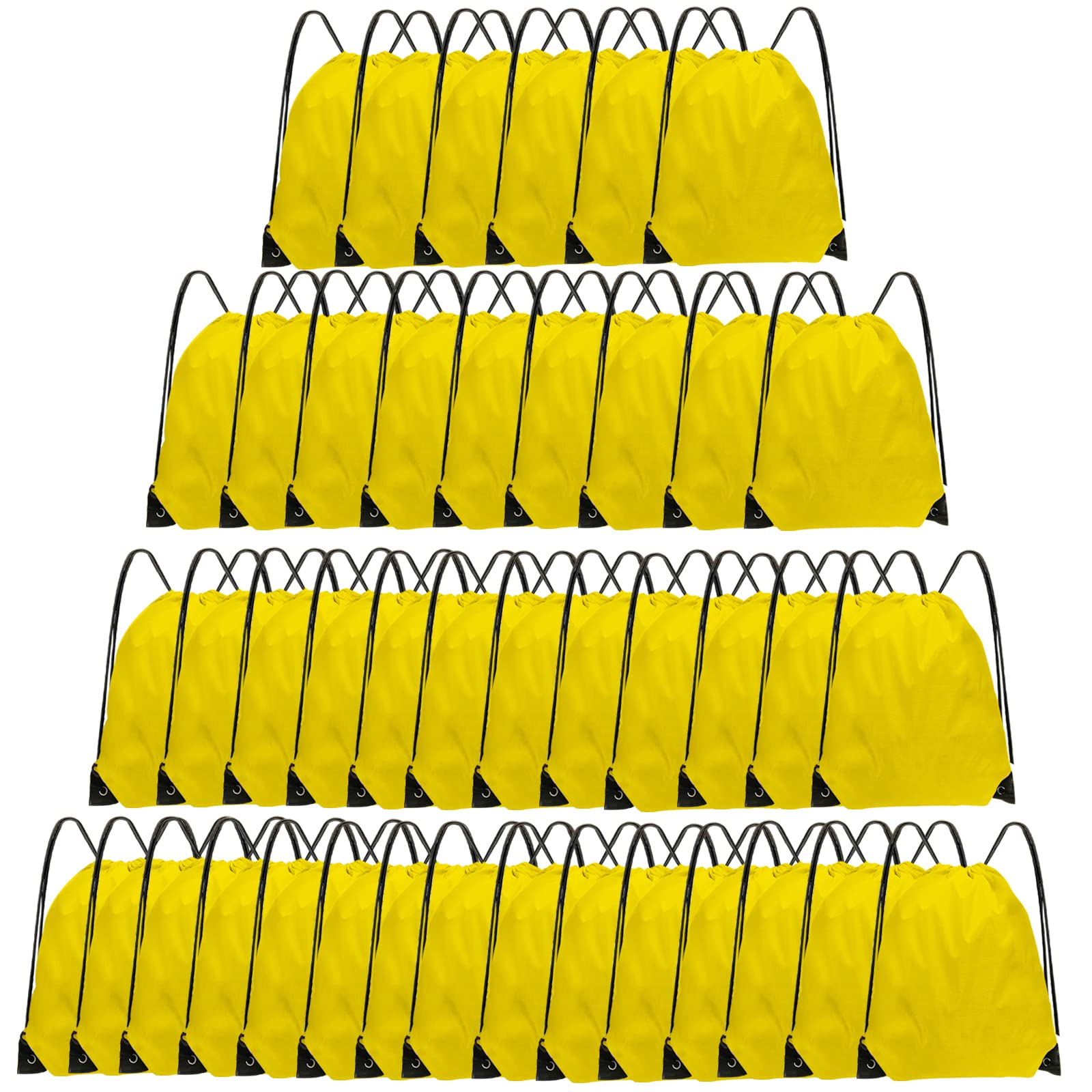 42 Pcs Bulk Drawstring Backpacks - Lightweight String Bags for Gym, Sports & Travel - Durable Cinch Sackpack for Men & Women (Yellow) - Perfect for School, Beach, Festivals & Outdoor Activities
