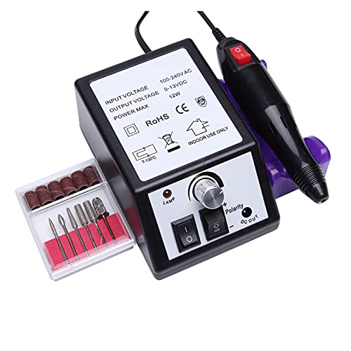 Hohagb 20000RPM Professional Electric Nail Drill Machine - Gel Nail Art Polisher, Manicure Pedicure Kit with Milling Cutter & Nail File Set (Black) | Perfect for Salon, Home & Professional Nail Care