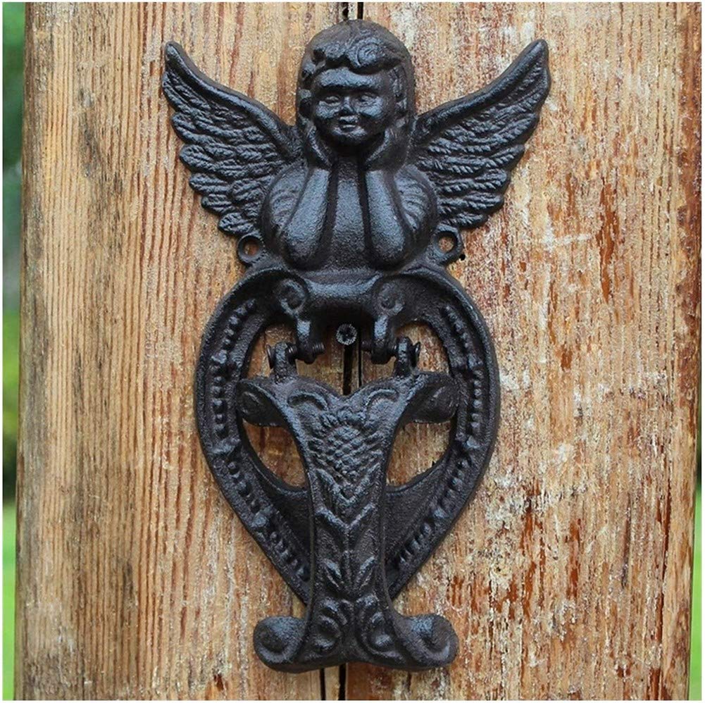 Vintage Cast Iron Angel Door Knocker - Handcrafted Retro Door Handle for Home & Garden Decor, Courtyard Gate, Wall Art - Perfect for Gothic, Farmhouse, and Victorian Style Entryways