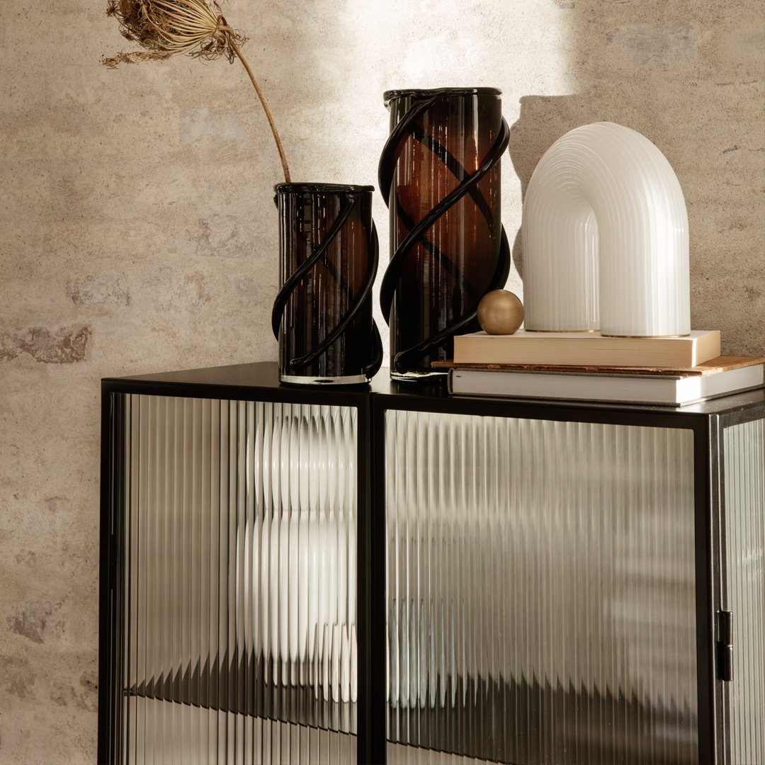 Ferm Living Haze Glass Showcase - Modern Display Cabinet for Home Decor & Collectibles - Perfect for Living Room, Bedroom, or Office Storage