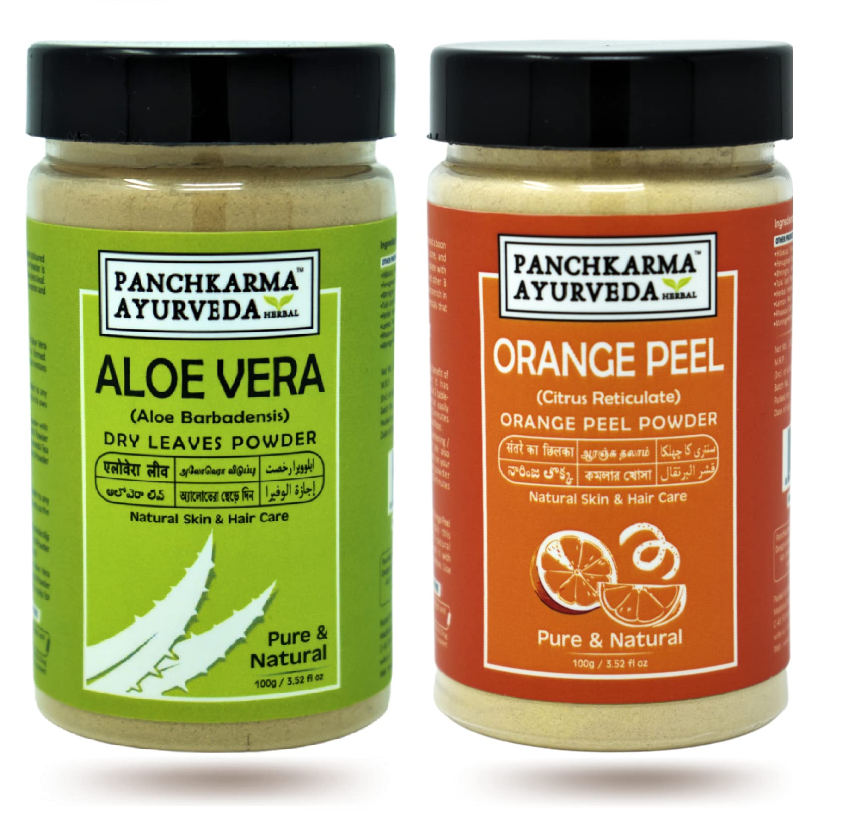 Panchkarma Ayurveda Herbal & Natural Aloe Vera Leaves and Orange Peel Powder for Face Pack (200g) - Brightening & Exfoliating Facial Treatment for Glowing Skin