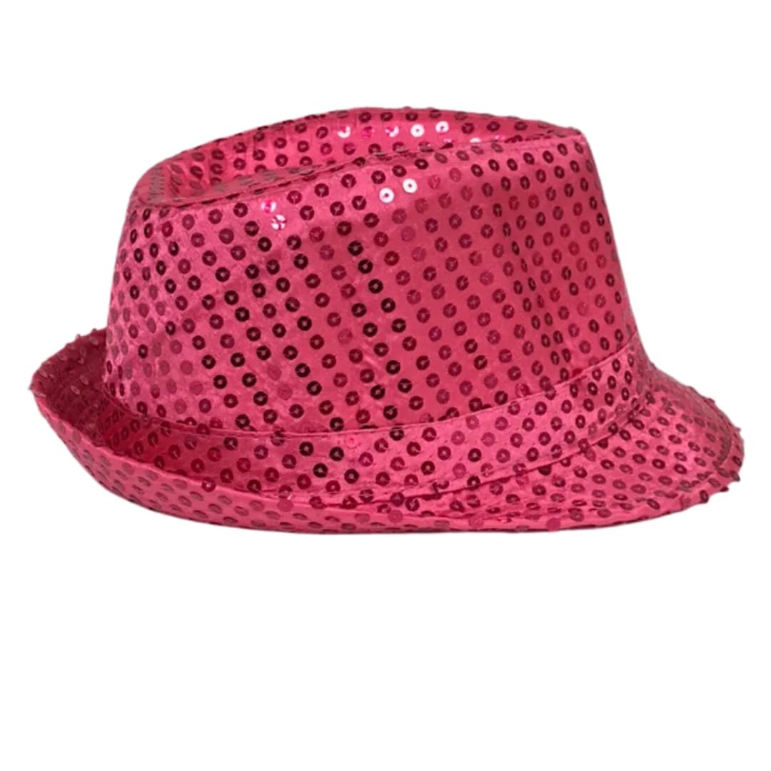Hot Pink Sequin Fedora Hat for Mardi Gras - Glamorous Party Accessory for Women's Costume, Carnival, and Festive Celebrations