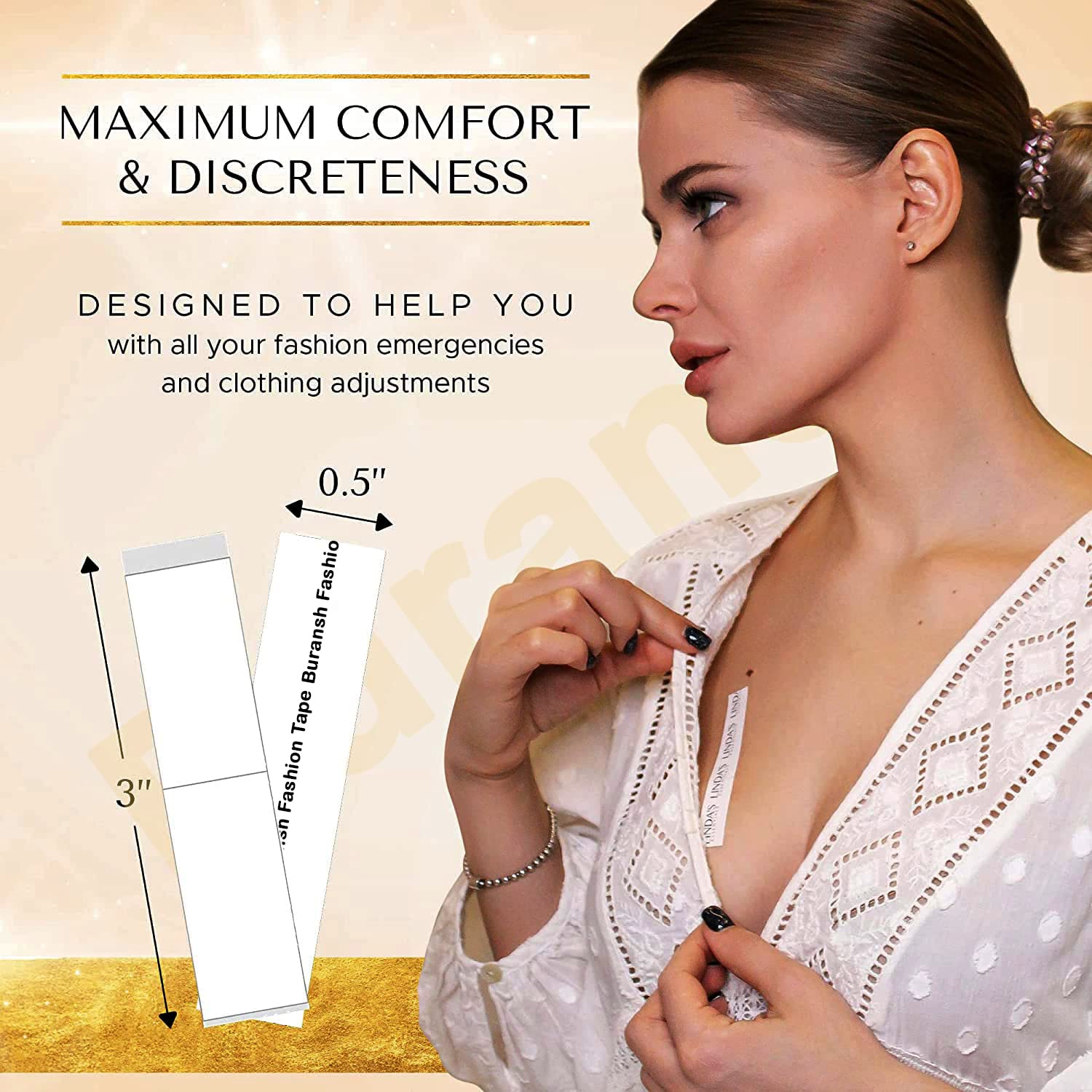 Buransh Double Sided Body Tape for Women - Strong & Clear Fashion Tape for All Skin Tones & Fabrics - Perfect for Dresses, Strapless Tops & Wardrobe Fixes