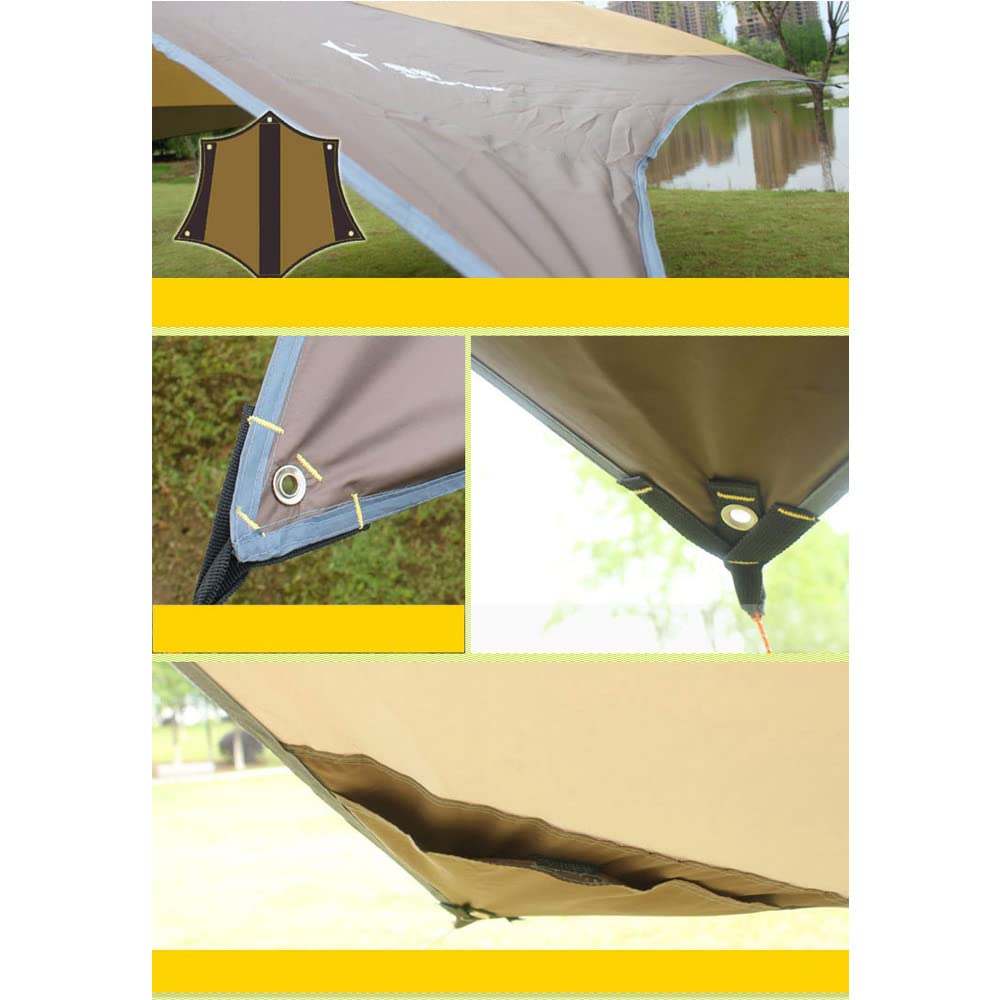 5-8 Person Waterproof Camping Tent Tarp with Iron Poles - UV Protection Sun Shelter for Outdoor, Beach, Picnic & Hiking | Portable Canopy for Camping, Fishing & Backyard Use (Yellow)
