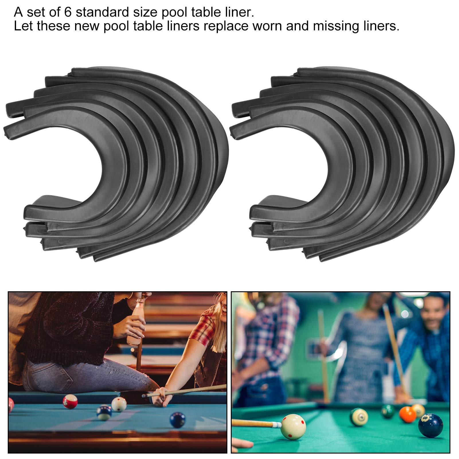 Yanfoam 4 Set Billiard Table Pocket Liners Replacement - Durable Black Rubber & Plastic Pool Stick Sports Accessories for Enhanced Gameplay and Table Maintenance