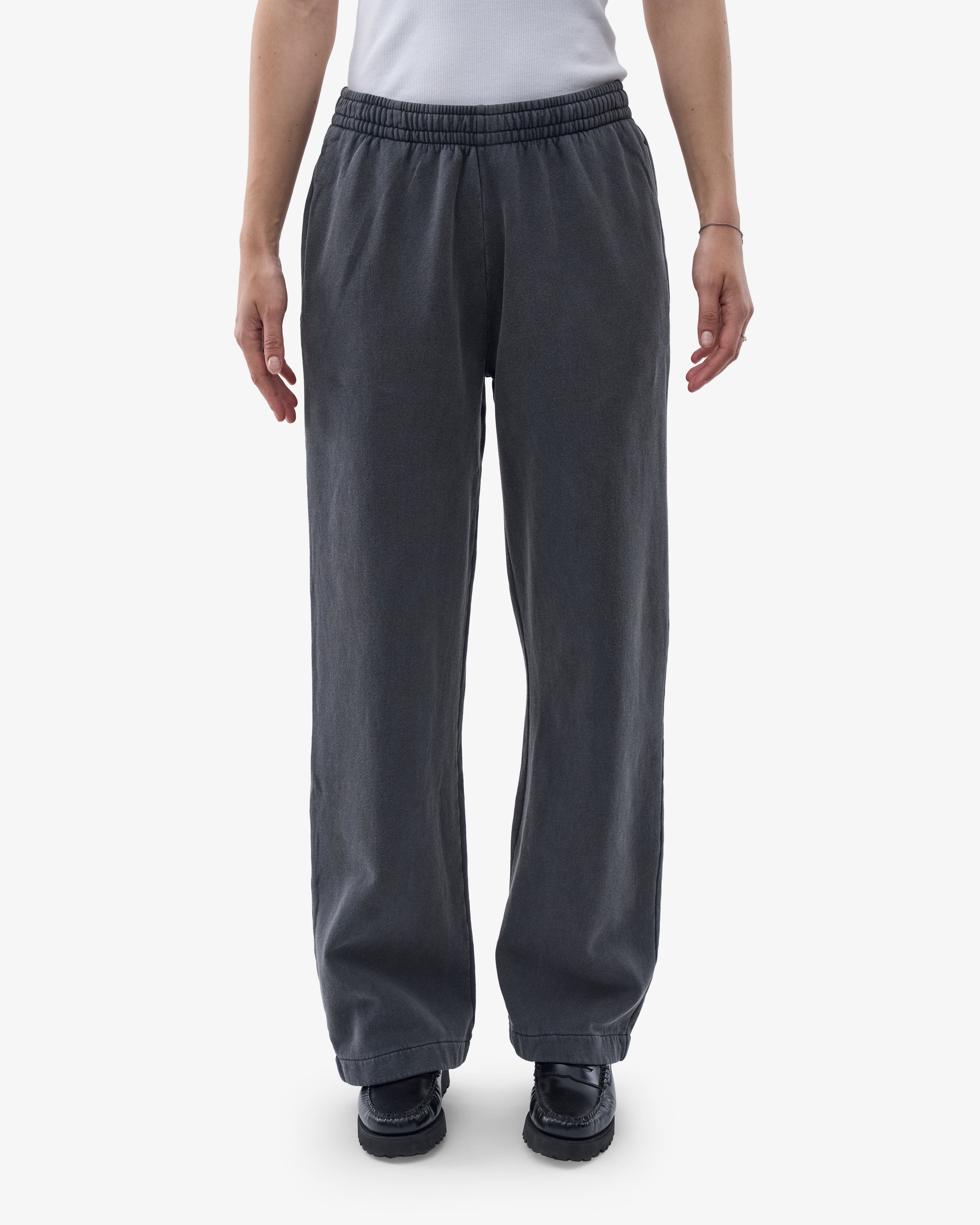 Organic Straight Leg Sweatpants for Women - Soft Faded Black Joggers | Lounge, Yoga & Casual Wear