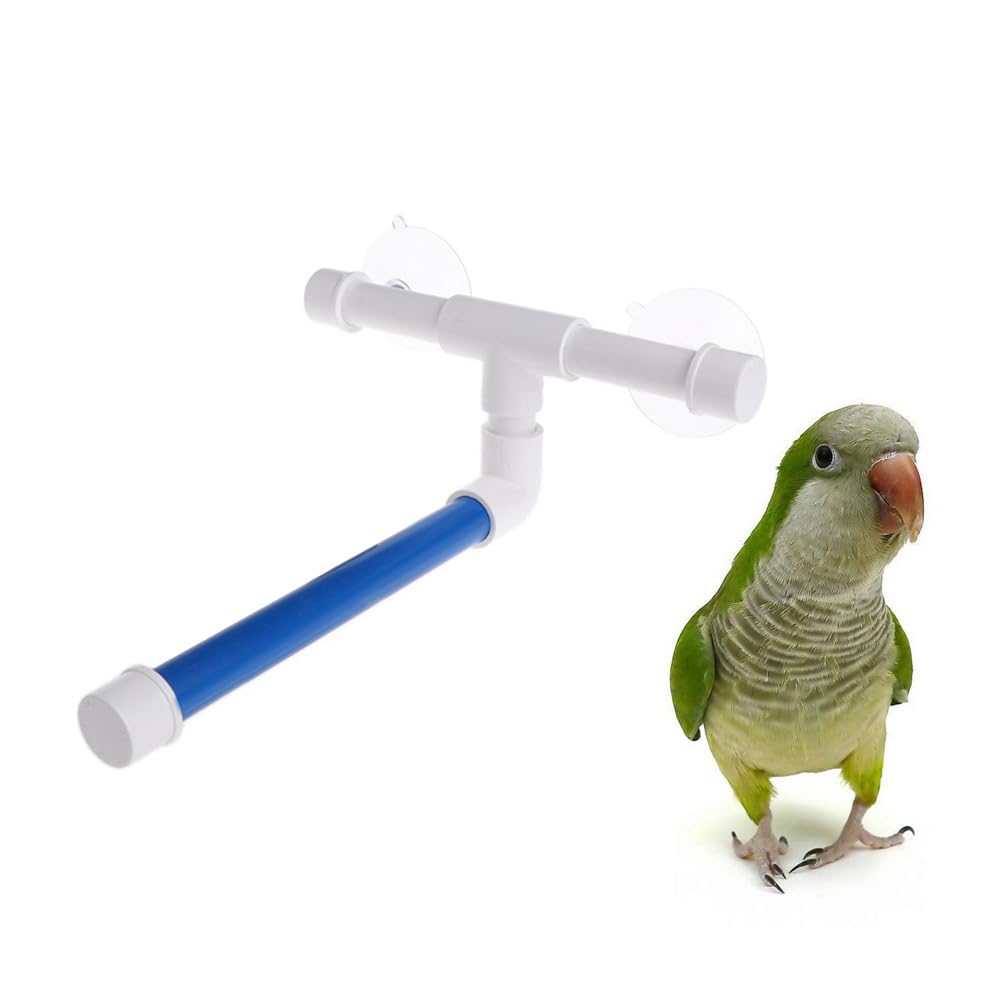 Balacoo 3-Piece Parrot Shower Perch Set - Suction Cup Bird Stand for Bathing & Play | Window/Wall Mounted Perch for Parakeets, Budgies, Cockatoos & Cockatiels | Perfect for Bath Time, Playtime & Cage-Free Relaxation