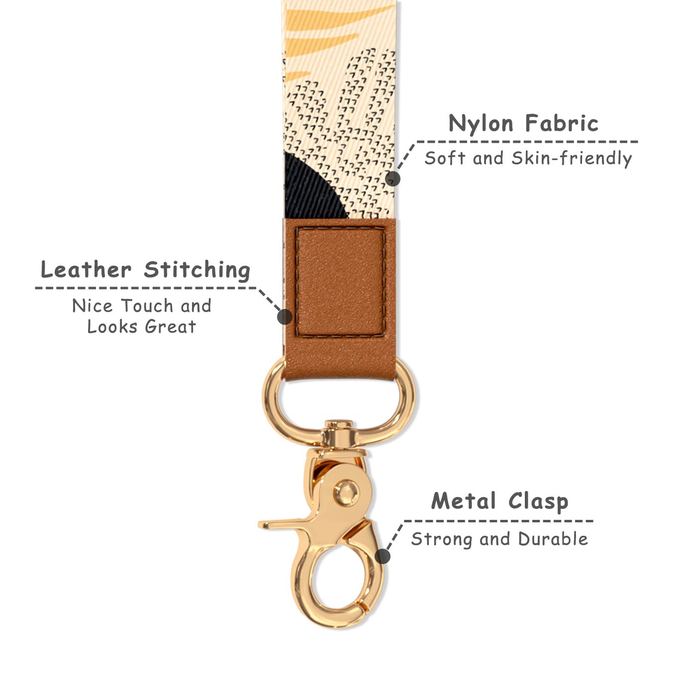 Stylish Wrist Lanyard Keychain for Women & Men - Secure Holder for Car Keys, ID Badges, Cards, Wallet & Phone - Perfect for Work, Travel, Gym & Outdoor Activities
