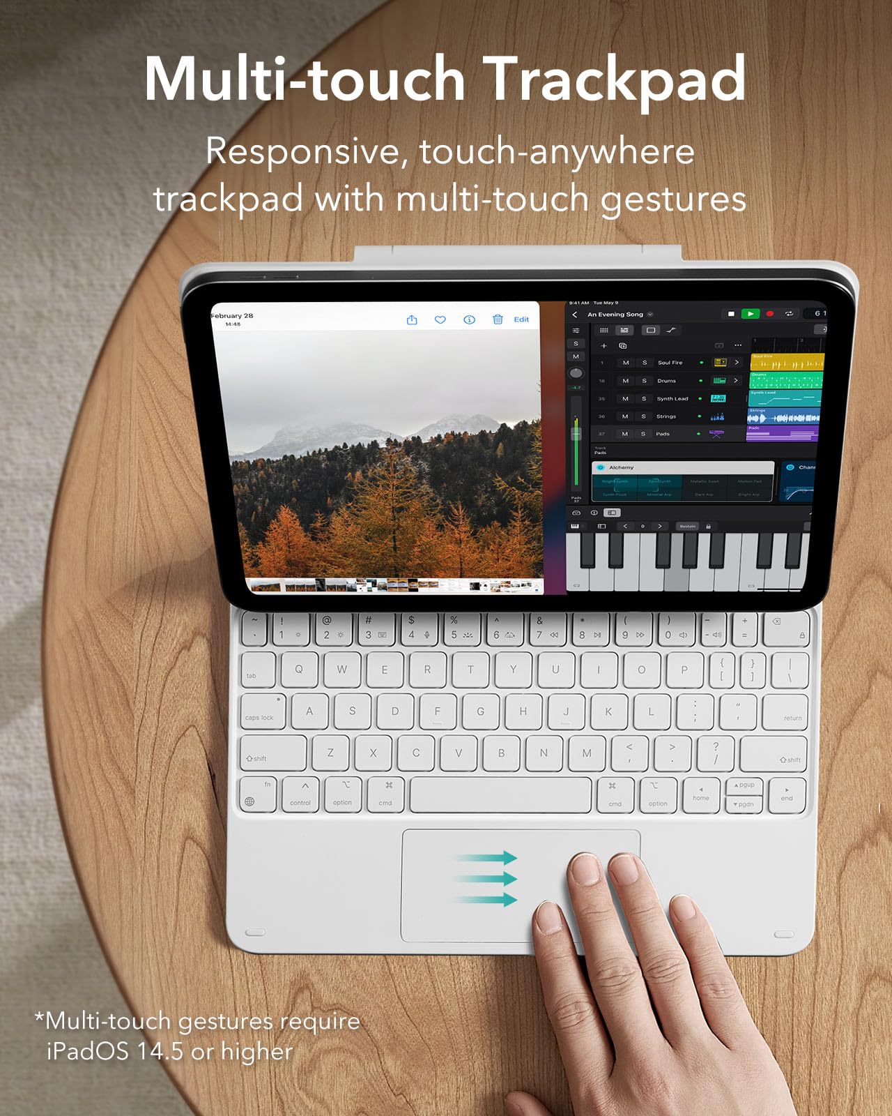 ESR Magnetic Keyboard Case for iPad Air 11 (M2, 2024) & iPad Pro 11 - Compatible with iPad Air 6/5/4 - Slim Protective Cover with Floating Cantilever Stand & Multi-Touch Trackpad - Perfect for Work, Travel & Home Office (White)
