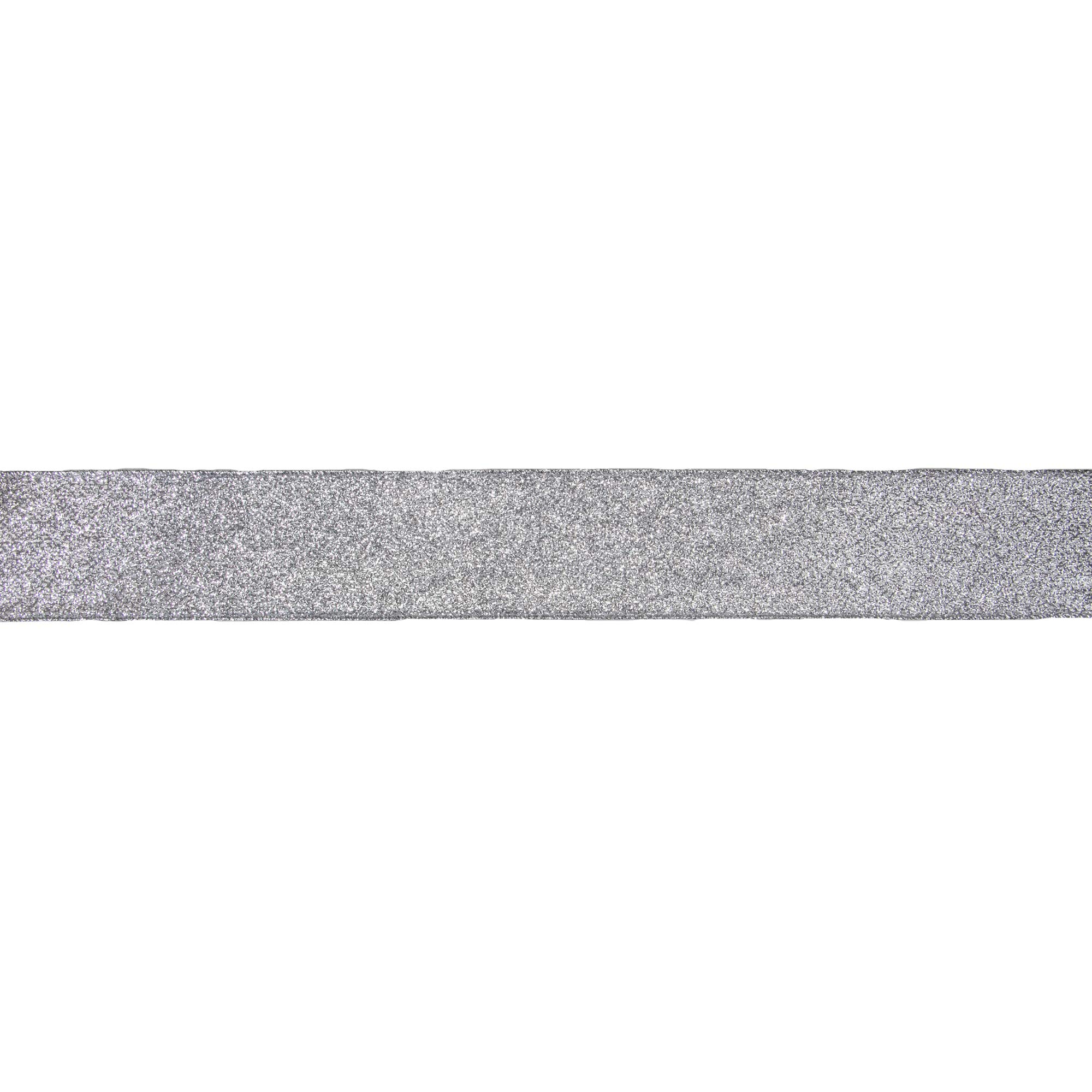 Northlight Silver Glitter Christmas Wired Ribbon 2.5 Inch x 10 Yards - Perfect for Holiday Decorations, Gift Wrapping, Tree Trimming and DIY Crafts