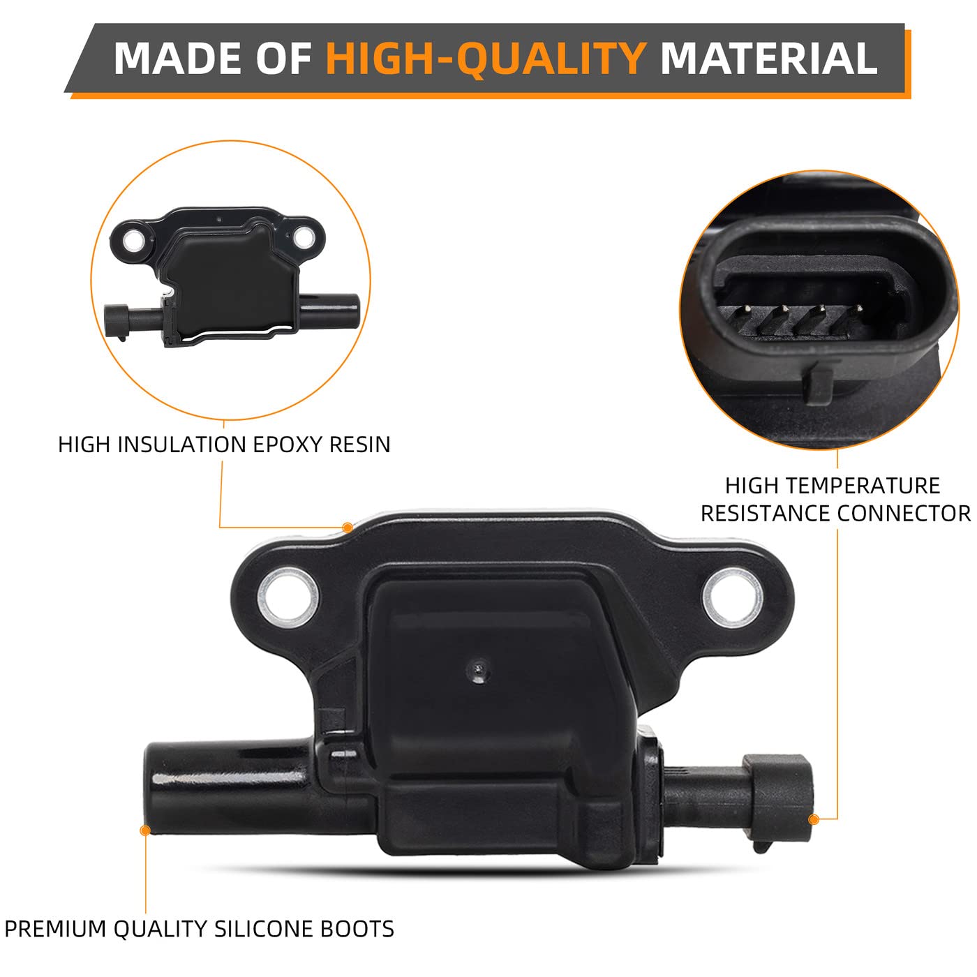 New Ignition Coil Set - Compatible With Buick LaCrosse, GMC Rainier, Hummer H3T/H3, Pontiac GTO V8 - Replaces OEM 12570616, 12611424, UF413 - Perfect for Engine Performance & Smooth Driving