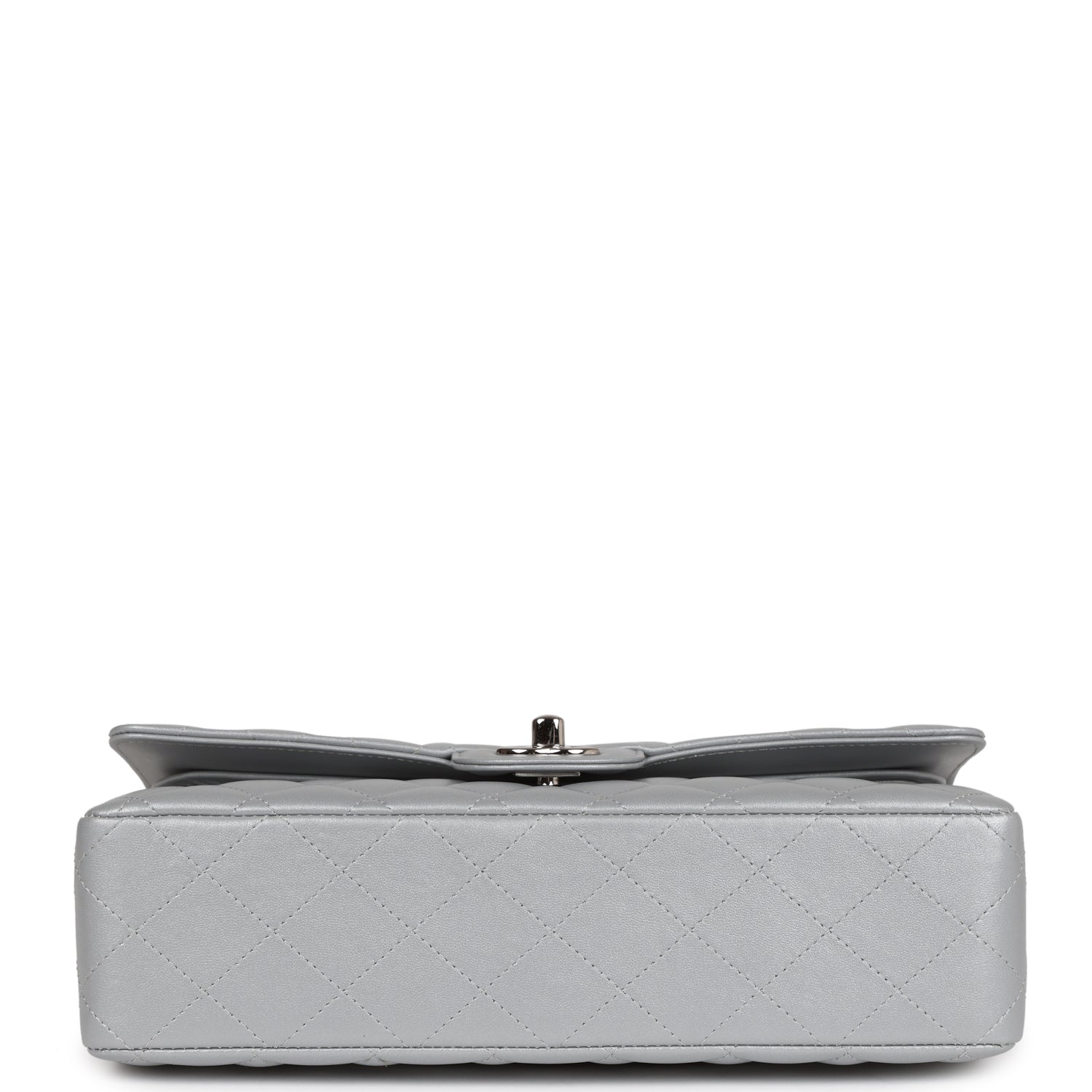 Chanel Medium Classic Double Flap Bag in Silver Metallic Lambskin with Silver Hardware - Perfect for Evening Events & Luxury Fashion Accessories