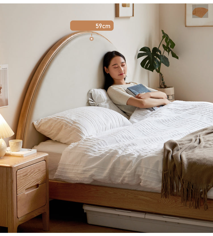 Oak Solid Wood Sunrise Bed with Technology Fabric - Perfect for Modern Bedrooms and Cozy Home Decor