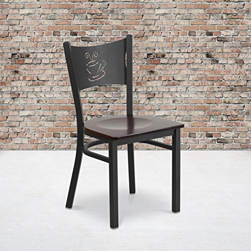 Walnut Wood Seat/Black Metal Frame