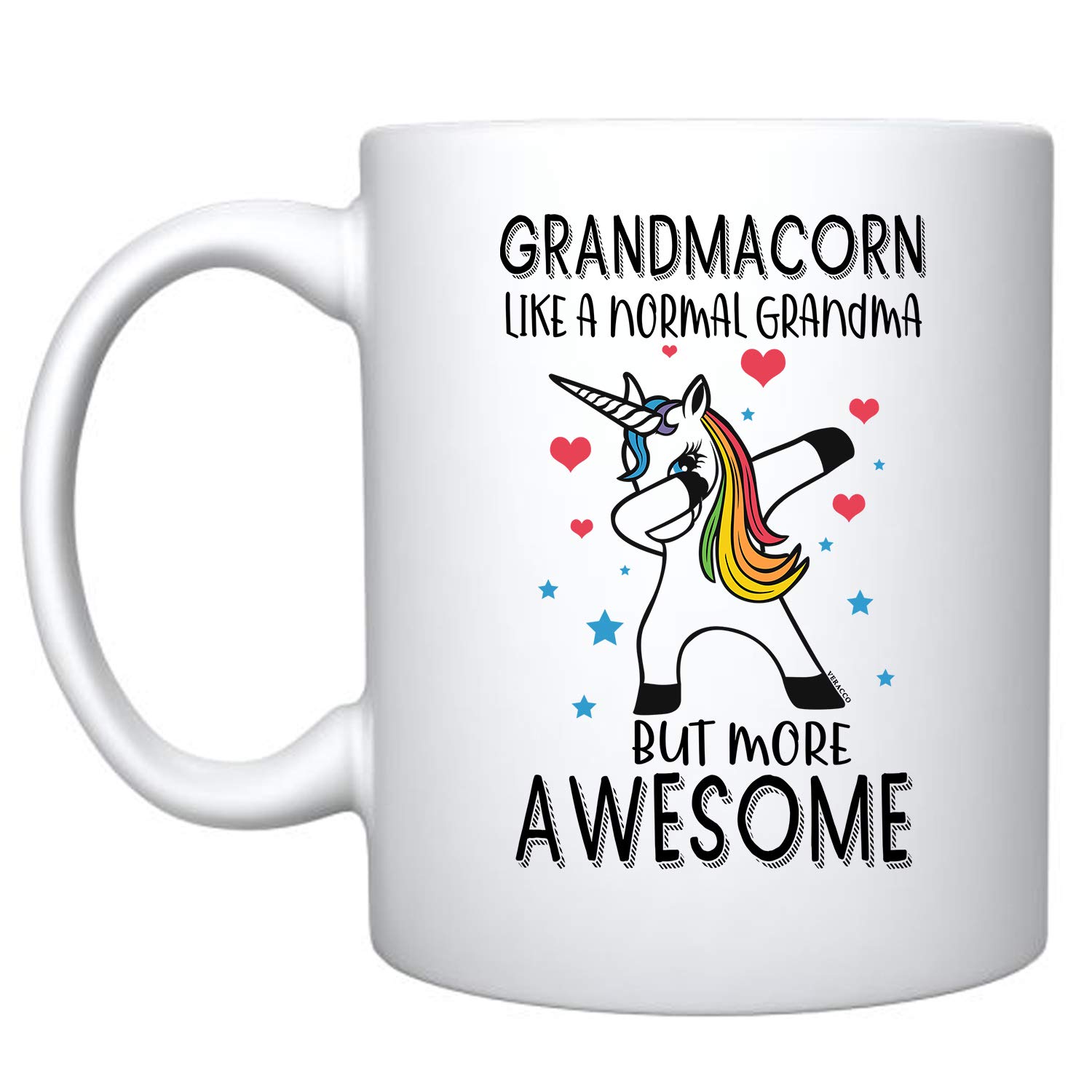 Veracco Grandmacorn Ceramic Coffee Mug - Funny Bear Design, Perfect Mother's Day Gift for Grandma, Nana & Granny - 11oz White Ceramic Cup for Coffee, Tea & Hot Drinks - Great for Home, Office & Gifts