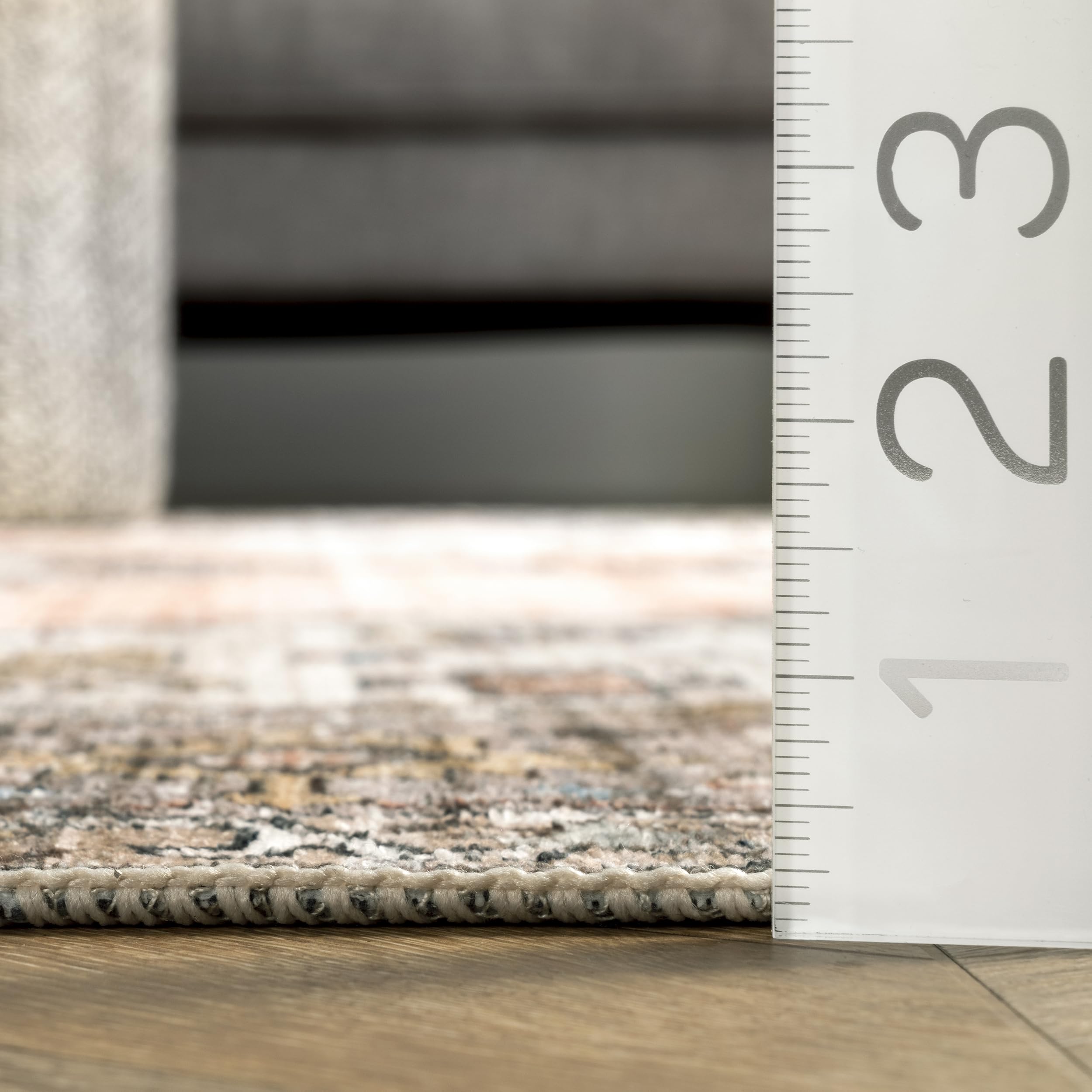 nuLOOM 8' Round Washable Area Rug - Stain Resistant, Non-Slip Backing, Low Profile - Perfect for Living Room, Bedroom & Dining Room - Gracie Peach - Soft & Durable for High Traffic Areas, Pet Friendly Home Decor
