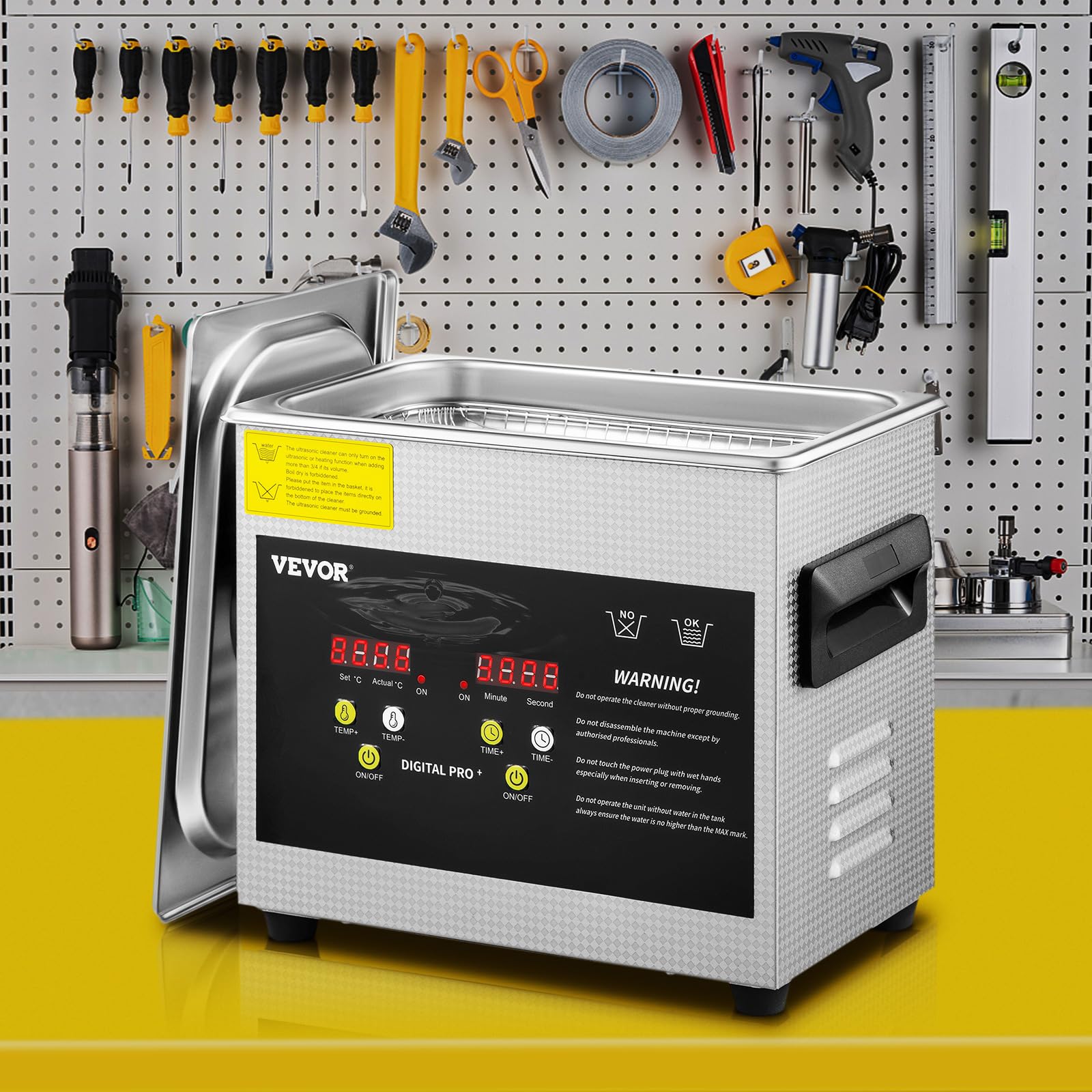 VEVOR 3L Ultrasonic Cleaner with Heater & Timer - 200W Heating & 120W Ultrasonic Power for Jewelry, Glasses, Watches, Dental Tools - Professional Digital Lab & Home Cleaning Solution for Delicate Items