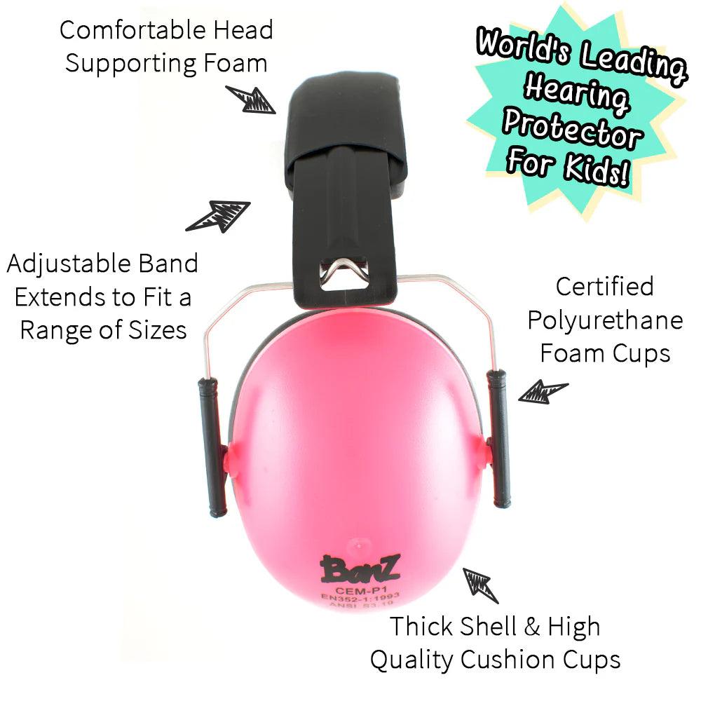 Banz Kids Hearing Protection Earmuffs for Toddlers 2 Years and Up - Noise Cancelling Headphones for Airplanes, Fireworks & Loud Events