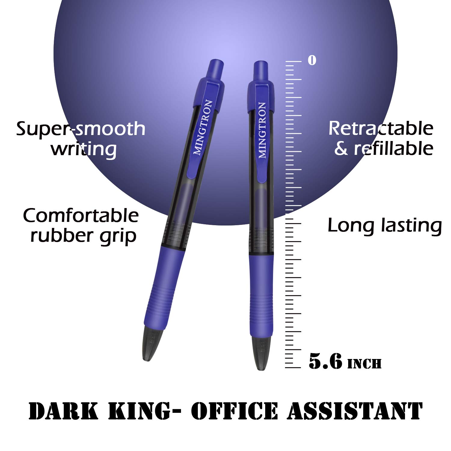 30-Pack Blue & 30-Pack Black Fine Point Gel Pens - 0.5mm No Smear Ink for Left-Handed Users - Smooth Writing Retractable Rollerball Click Pens - Ideal for Office, School, Note-Taking & Art Projects