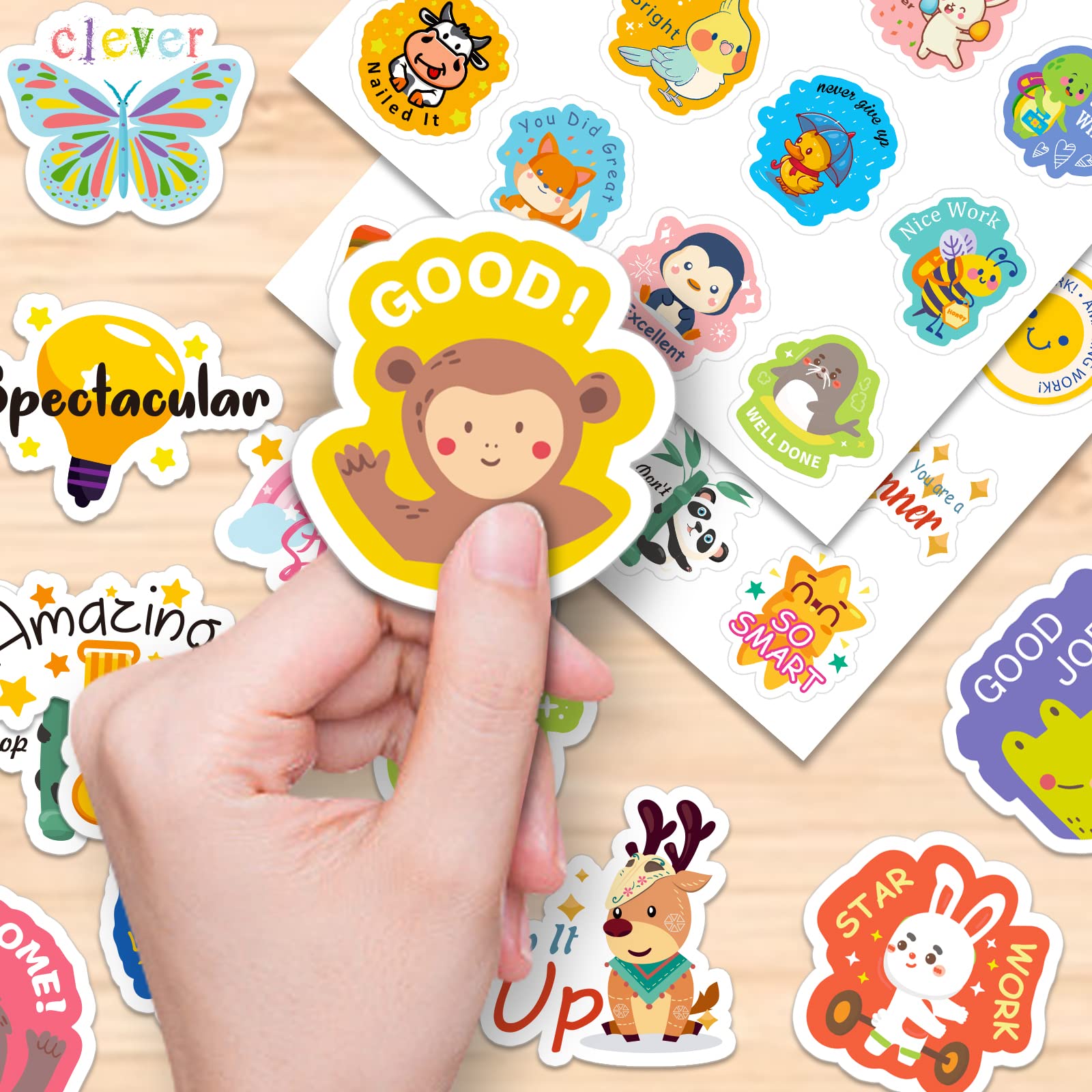 900PCS Cute Animal Reward Stickers for Kids & Students - Motivational Teacher Supplies for Classroom Awards & School Incentives - Perfect for Behavior Charts, Homework Encouragement & Positive Reinforcement Activities