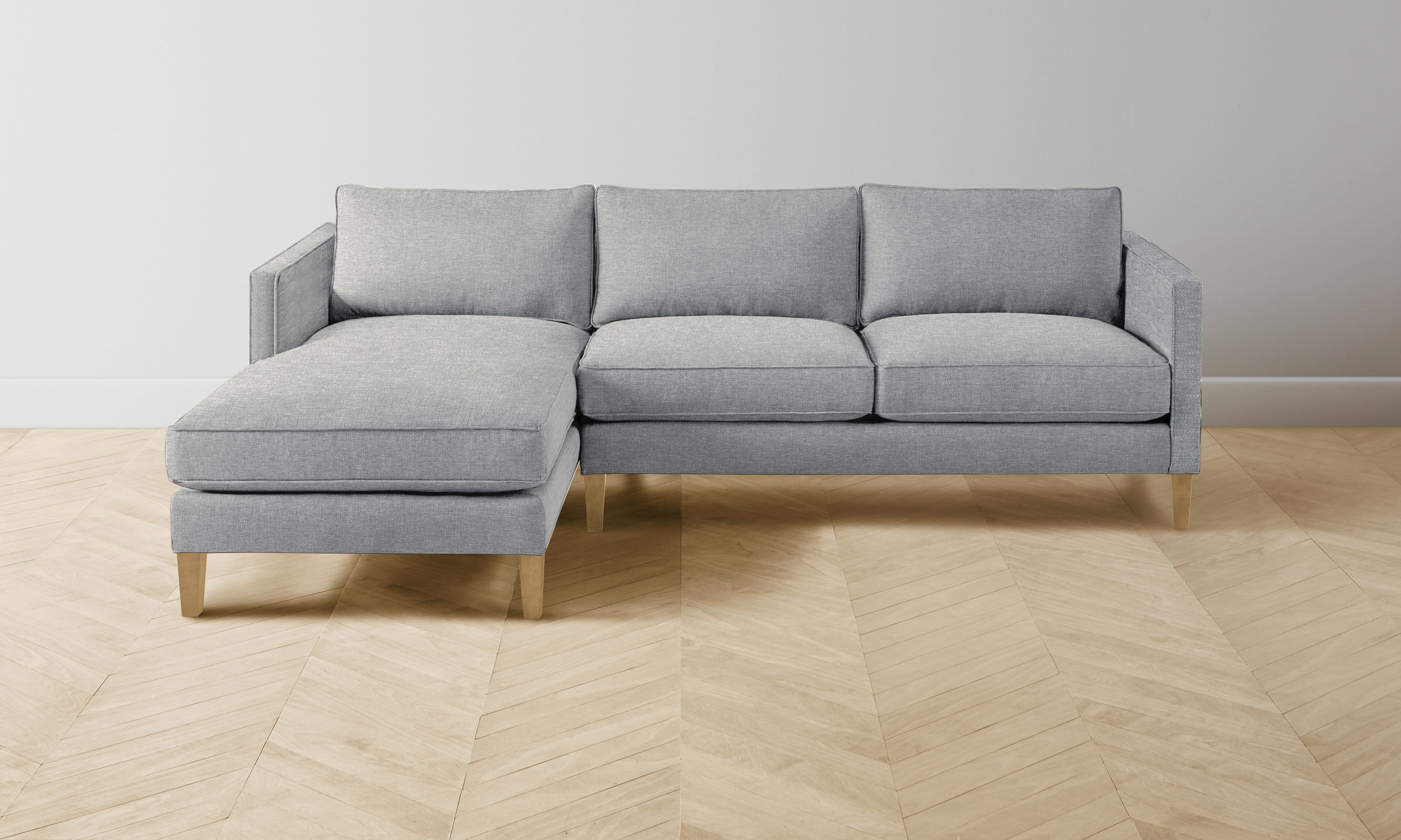 Premium Crosby Sectional Sofa - Soft Merino Wool Upholstery in Heather Grey | Modern Living Room Furniture for Cozy Home & Lounge Spaces