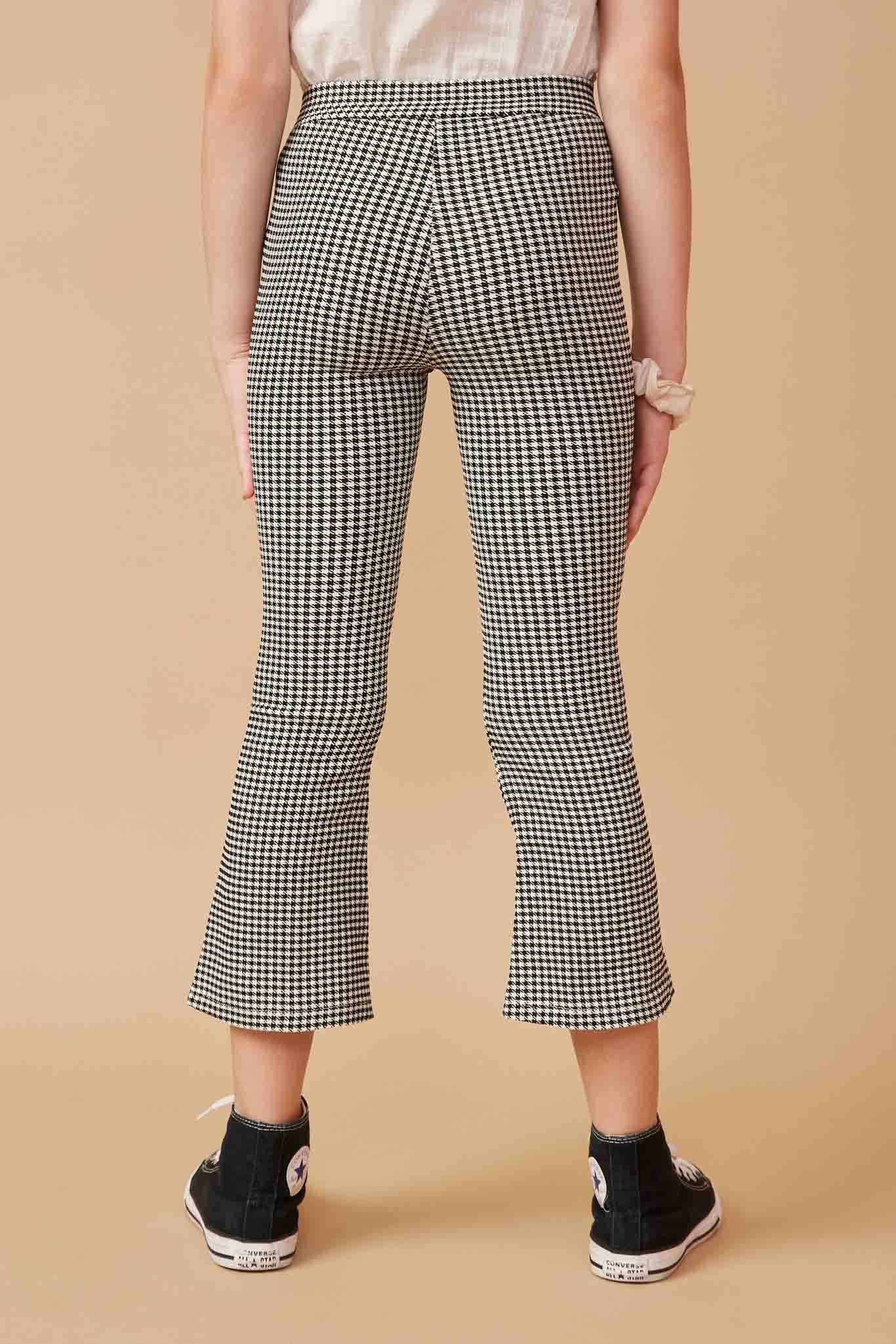 Stylish Elastic Waist Wide Leg Houndstooth Pants for Women - Comfortable High-Waisted Trousers for Office, Travel & Casual Wear