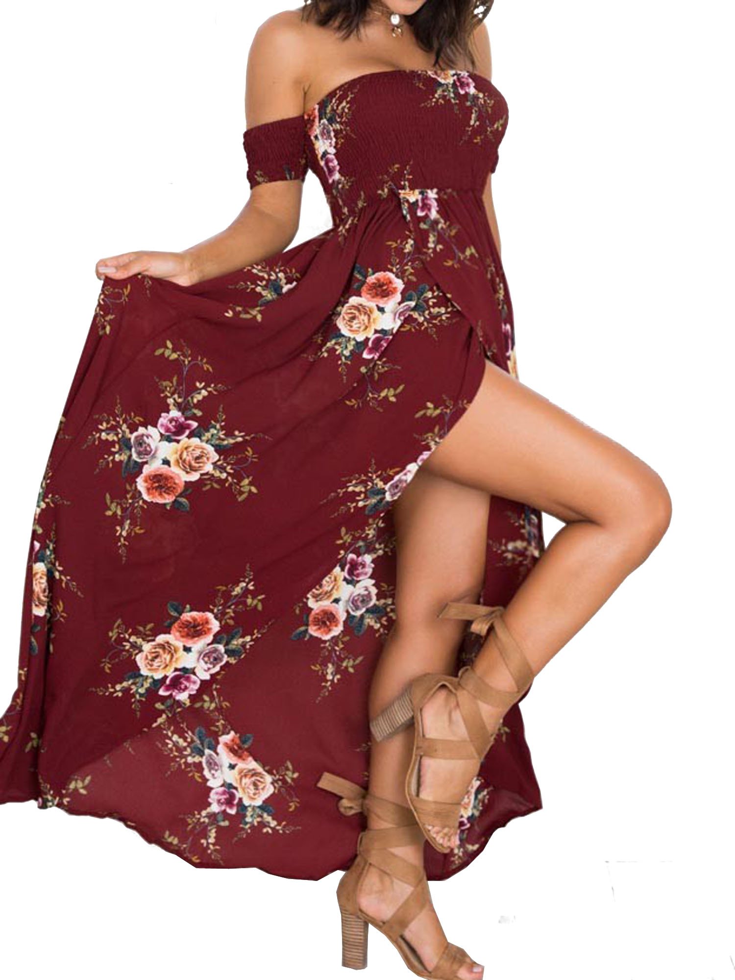 Elevesee Women's Wrapped Chest Printed Dress - Flowy Beach Cover Up for Summer Vacation, Pool Party & Seaside Holiday