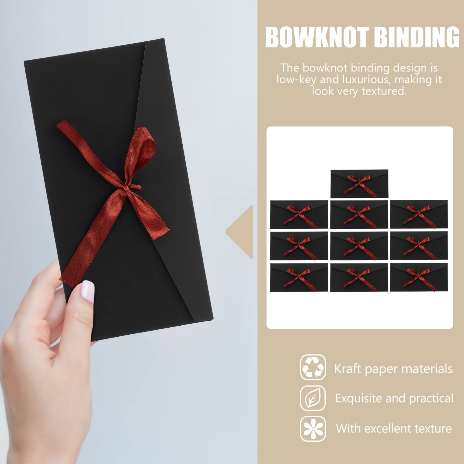 Operitacx 10pcs Blank Invitation Envelopes - Kraft Paper Letter Envelopes for Cards, Wedding, Baby Shower & Greeting Cards - Aesthetic Korean-Style Stationery for Parties & Special Occasions