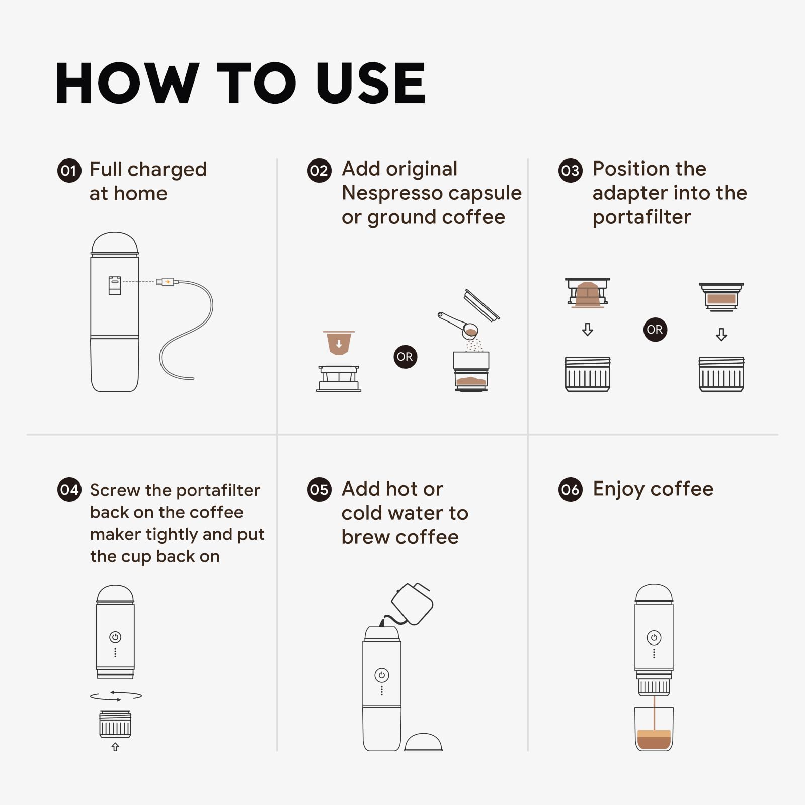 Portable Espresso Maker - 12V Rechargeable Electric Coffee Machine with 3-4 Minute Fast Self-Heating, 19 Bar Pressure, Compatible with Nespresso Capsules & Ground Coffee - Perfect for Car, Camping, Travel, Office & Outdoor Adventures