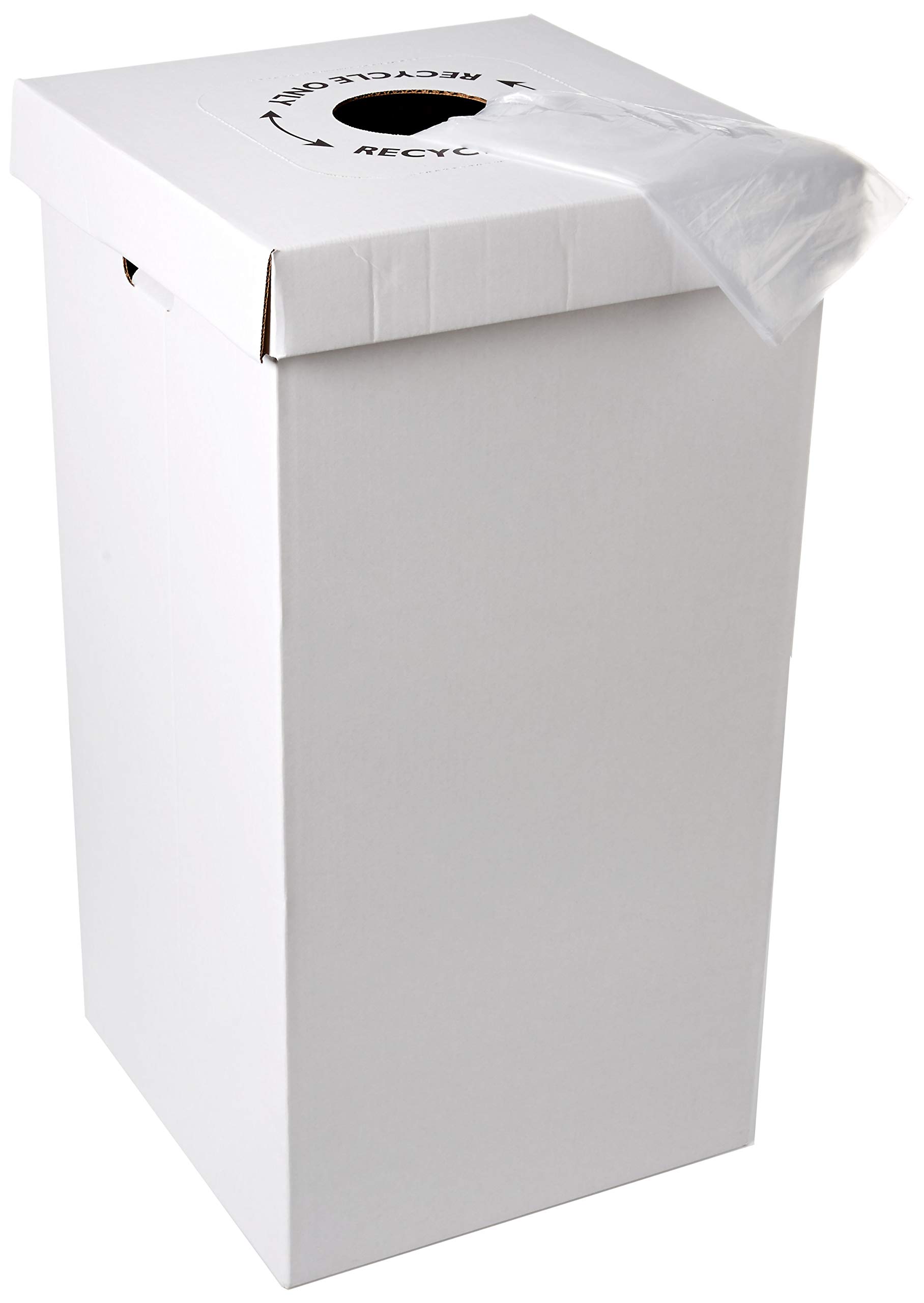 Eco-Friendly Disposable Cardboard Trash & Recycling Bins with Lids & Trash Bags - 10-Pack White Waste Containers for Home, Office & Event Cleanup