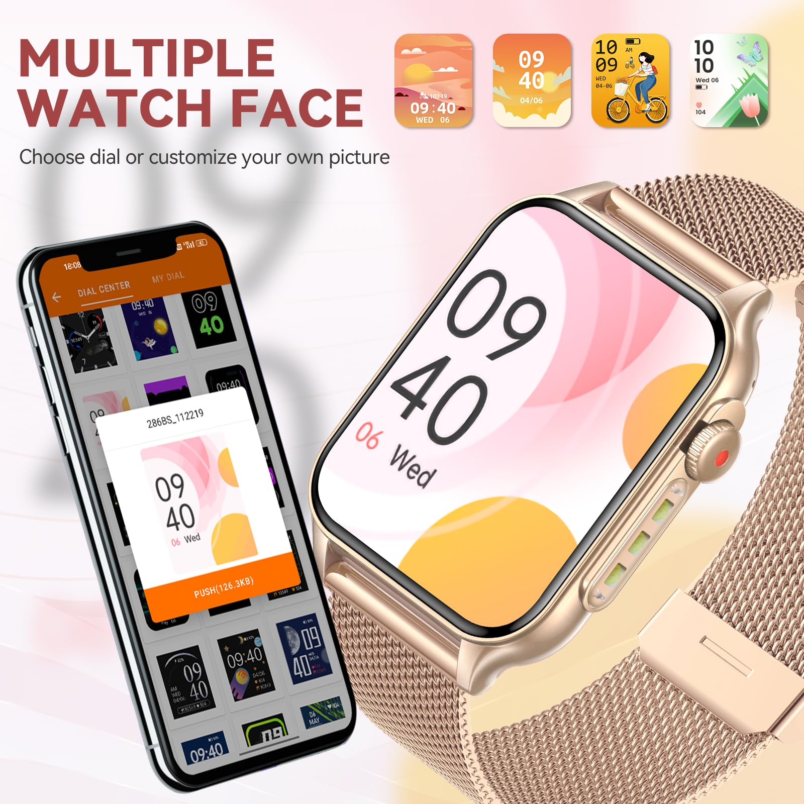 Smart Watch for Women with Call Function & LED Flashlight - 1.96