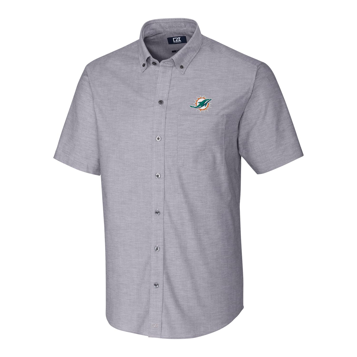 Cutter & Buck Men's NFL Stretch Oxford Short Sleeve Button Down Shirt - Comfortable Woven Casual Shirt for Football Fans, Game Day Outfits & Office Wear